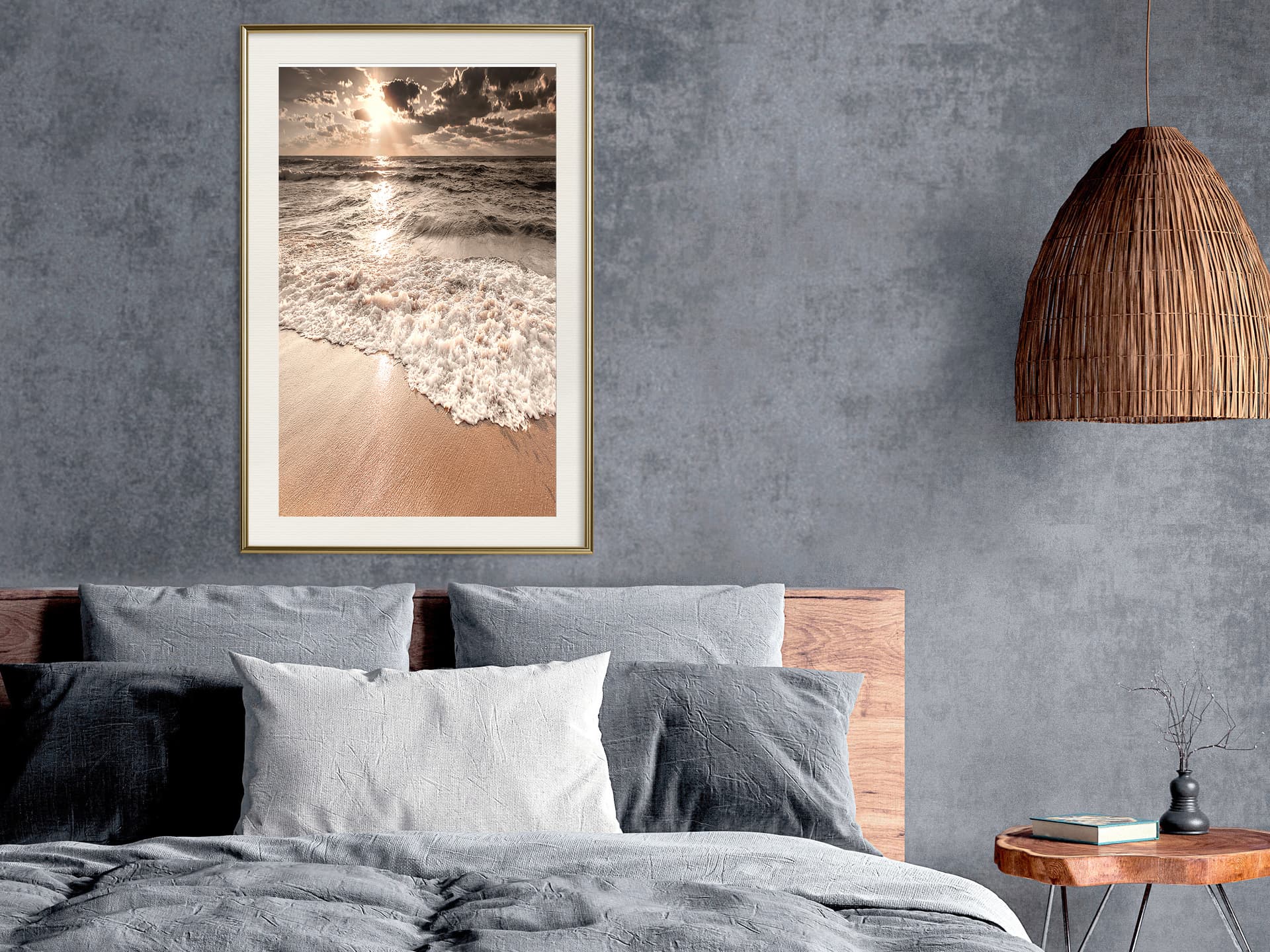 

Plakat - Plaża wspomnień (rozmiar 20x30, wykończenie Rama złota z passe-partout)