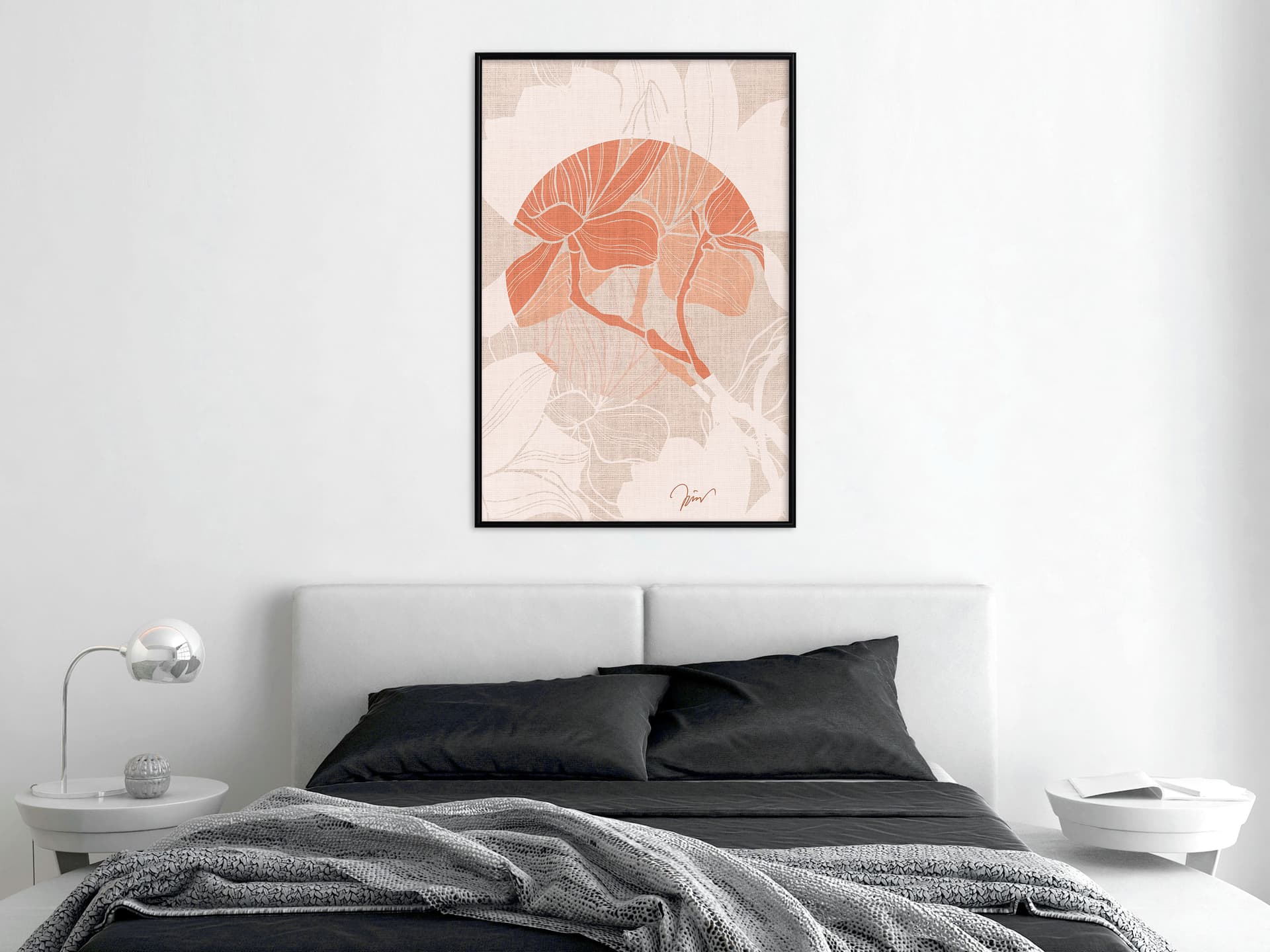 

Plakat - Kwiaty na tkaninie (rozmiar 20x30, wykończenie Rama czarna)