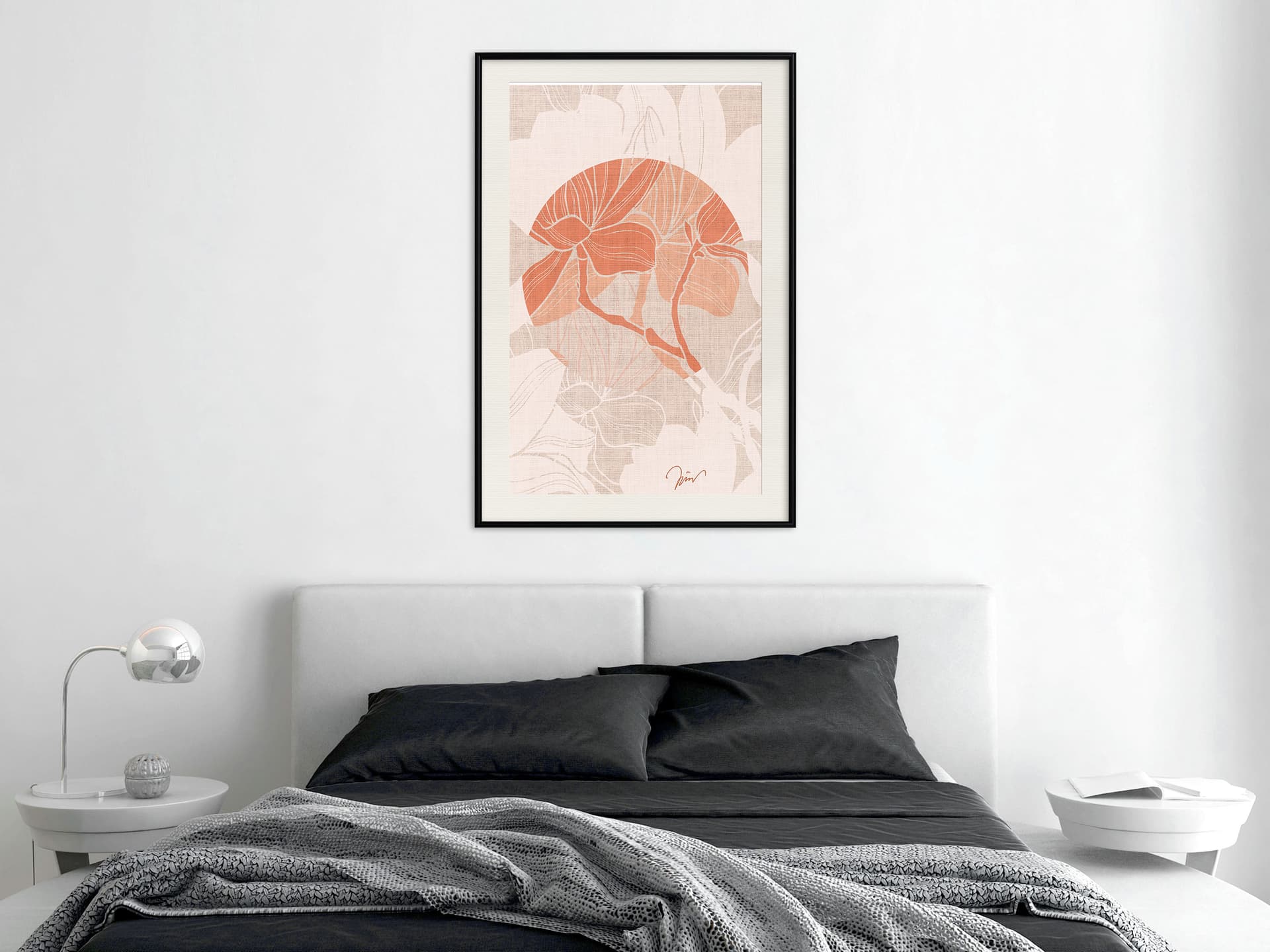 

Plakat - Kwiaty na tkaninie (rozmiar 30x45, wykończenie Rama czarna z passe-partout)