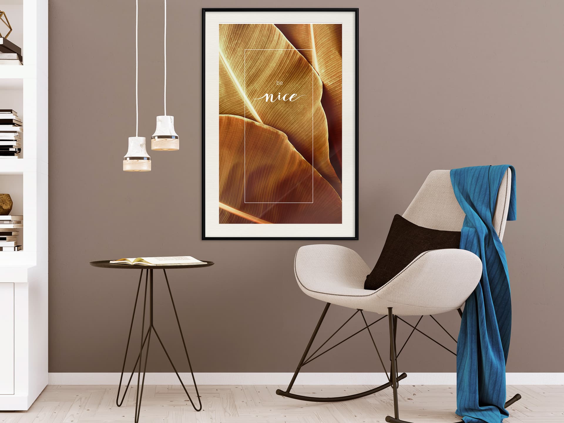 

Plakat - Liście bananowca z przesłaniem (sepia) (rozmiar 20x30, wykończenie Rama czarna z passe-partout)
