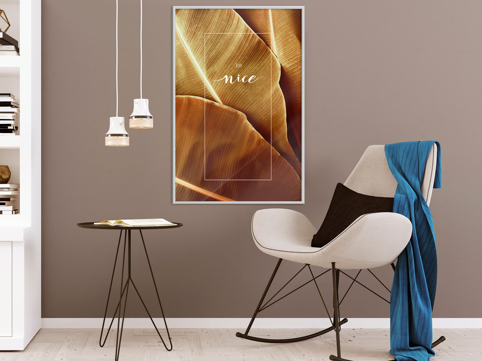 

Plakat - Liście bananowca z przesłaniem (sepia) (rozmiar 40x60, wykończenie Rama biała)