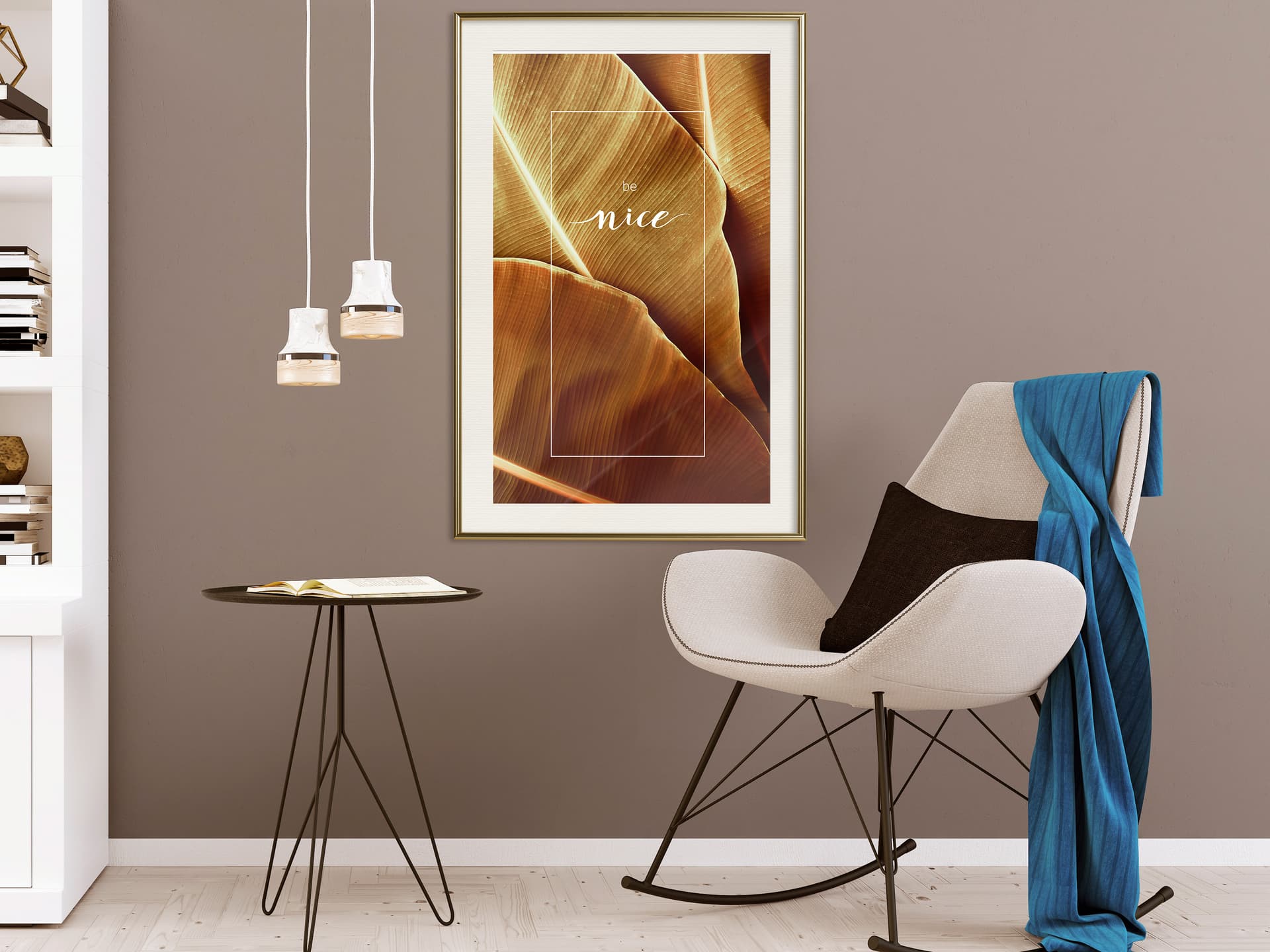 

Plakat - Liście bananowca z przesłaniem (sepia) (rozmiar 30x45, wykończenie Rama złota z passe-partout)