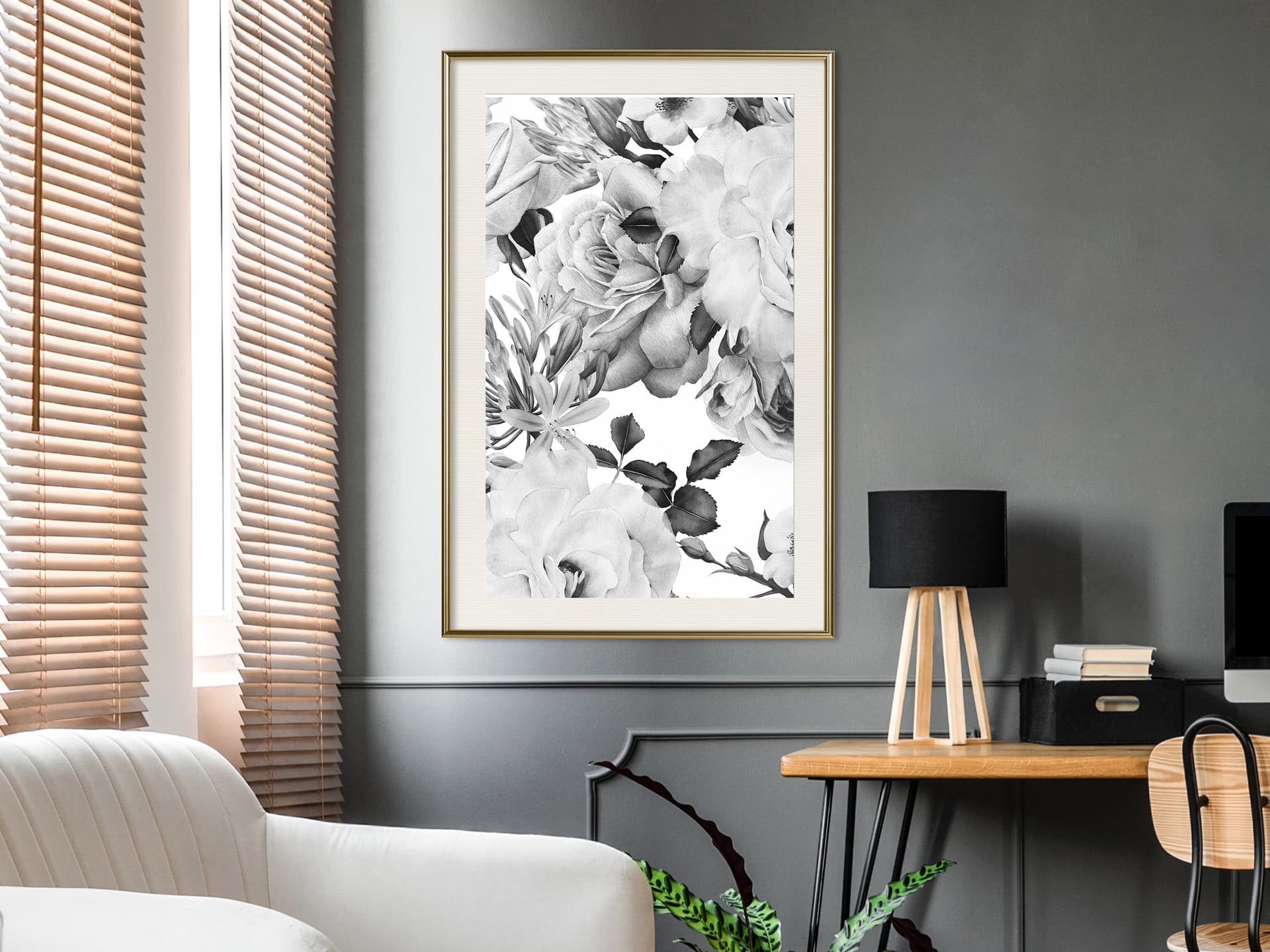 

Plakat - Czarno-biała natura (rozmiar 40x60, wykończenie Rama złota z passe-partout)
