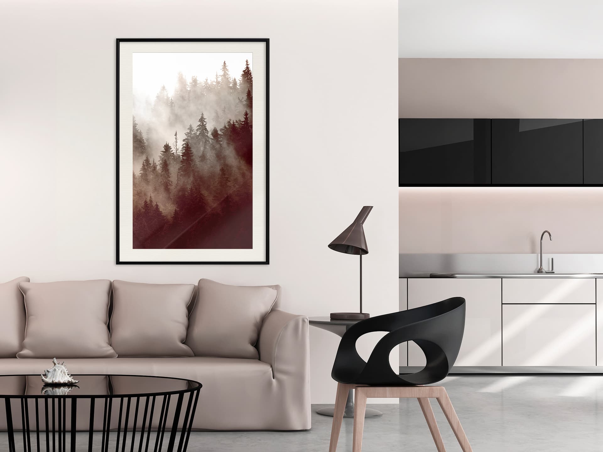 

Plakat - Leśna mgła (rozmiar 20x30, wykończenie Rama czarna z passe-partout)