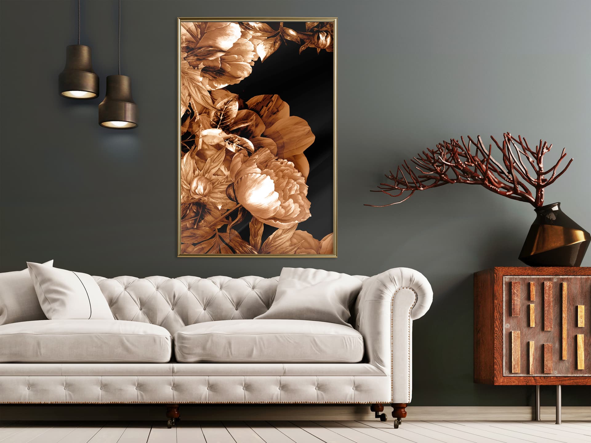 

Plakat - Letnie kwiaty w sepii (rozmiar 20x30, wykończenie Rama złota)