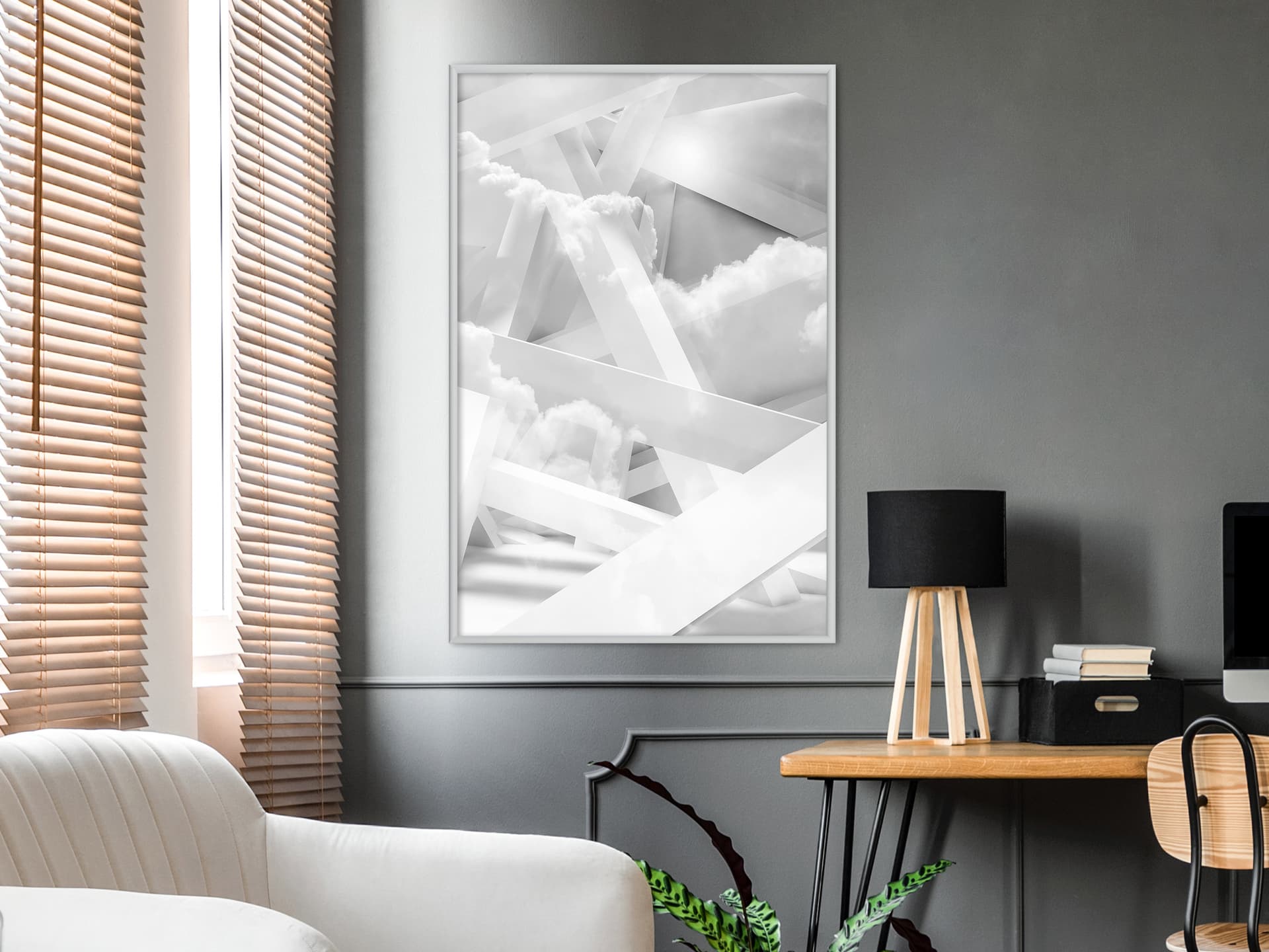 

Plakat - Rusztowanie w chmurach (rozmiar 30x45, wykończenie Rama biała)