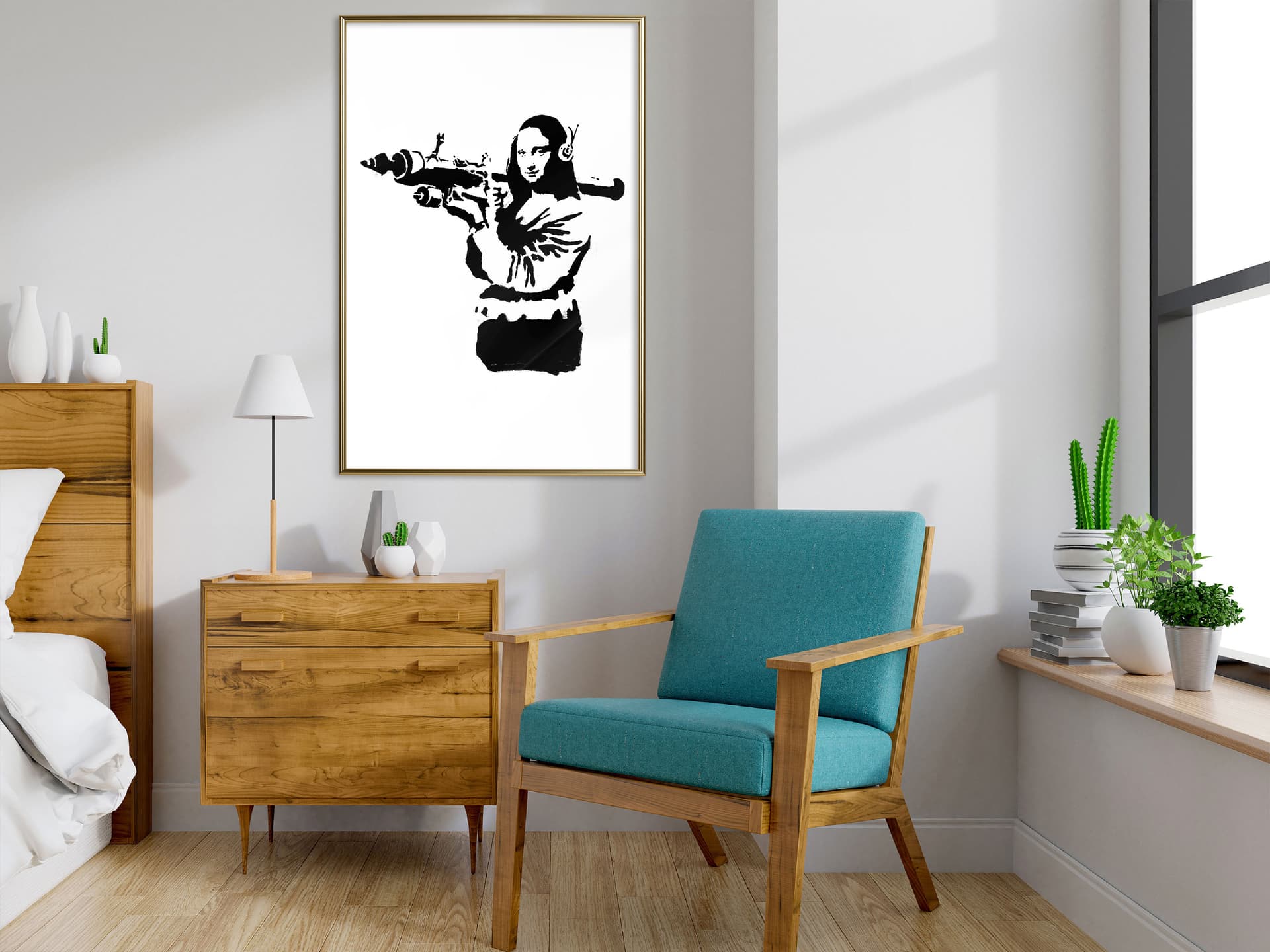 

Plakat - Banksy: Mona Lisa with Bazooka II (rozmiar 30x45, wykończenie Rama złota)