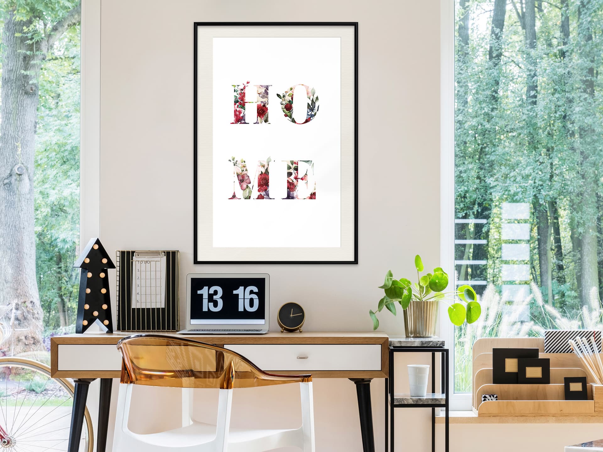 

Plakat - Kwiatowe Home (rozmiar 30x45, wykończenie Rama czarna z passe-partout)