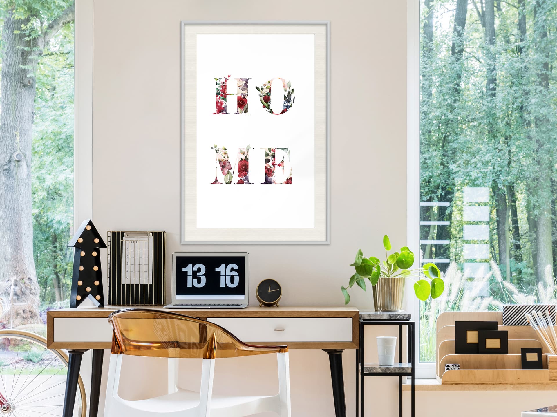 

Plakat - Kwiatowe Home (rozmiar 20x30, wykończenie Rama biała z passe-partout)
