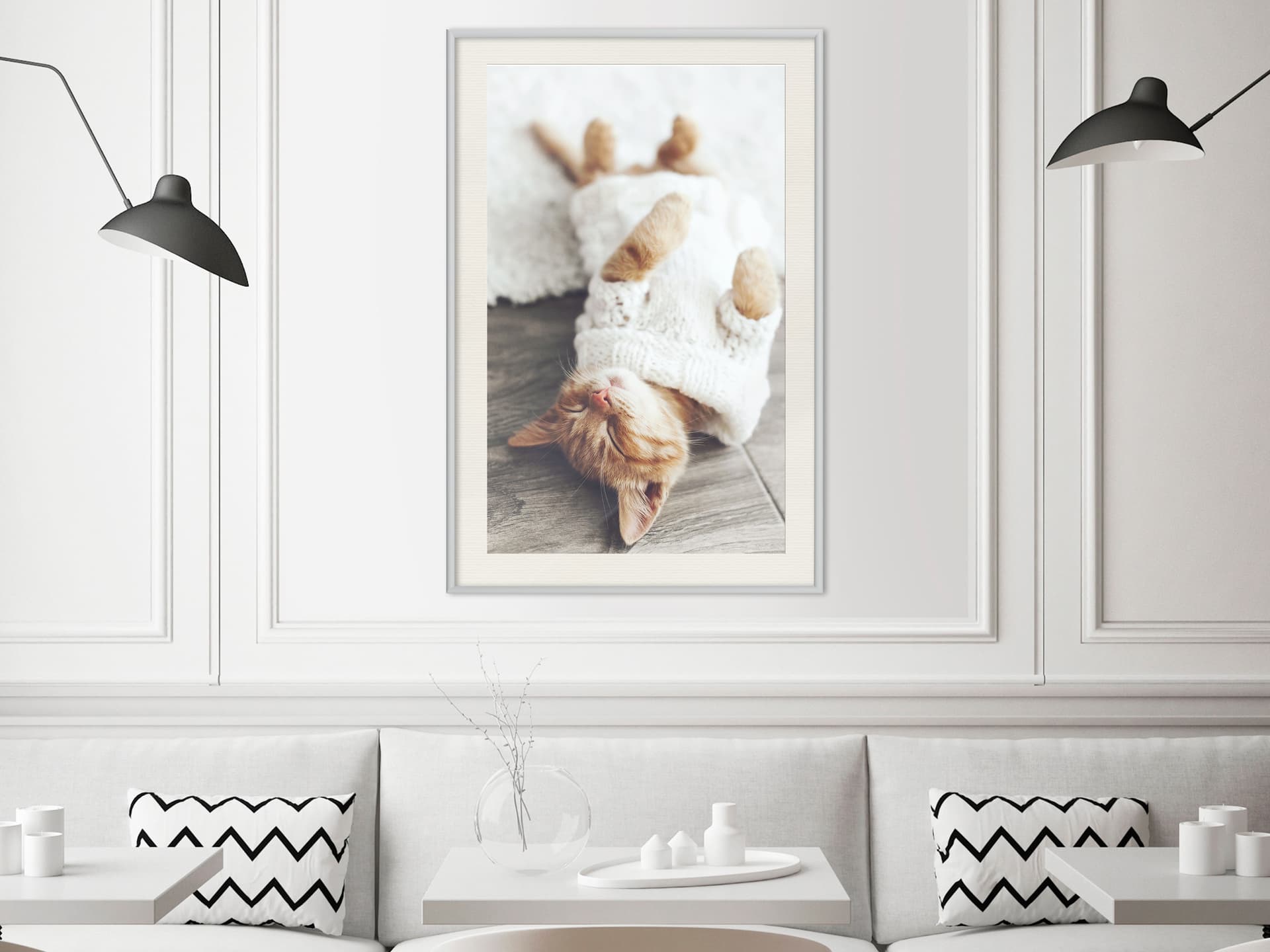 

Plakat - Kocie życie (rozmiar 20x30, wykończenie Rama biała z passe-partout)