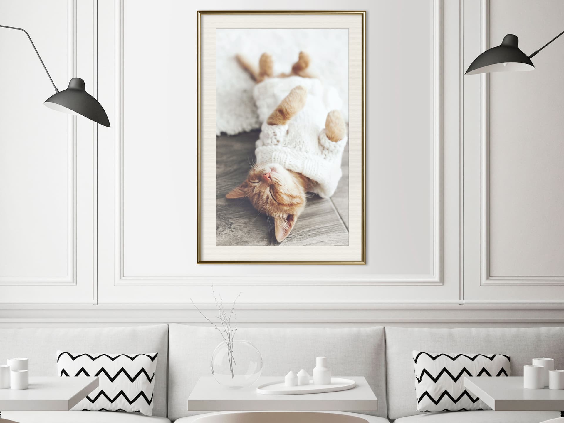 

Plakat - Kocie życie (rozmiar 30x45, wykończenie Rama złota z passe-partout)