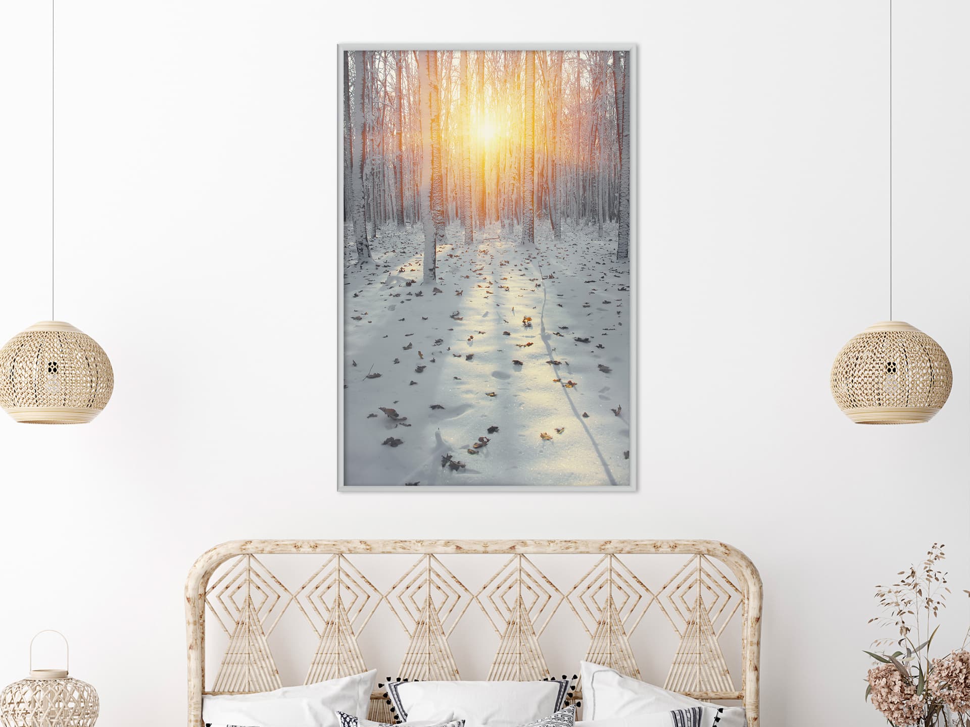 

Plakat - Mroźny zachód słońca (rozmiar 20x30, wykończenie Rama biała)