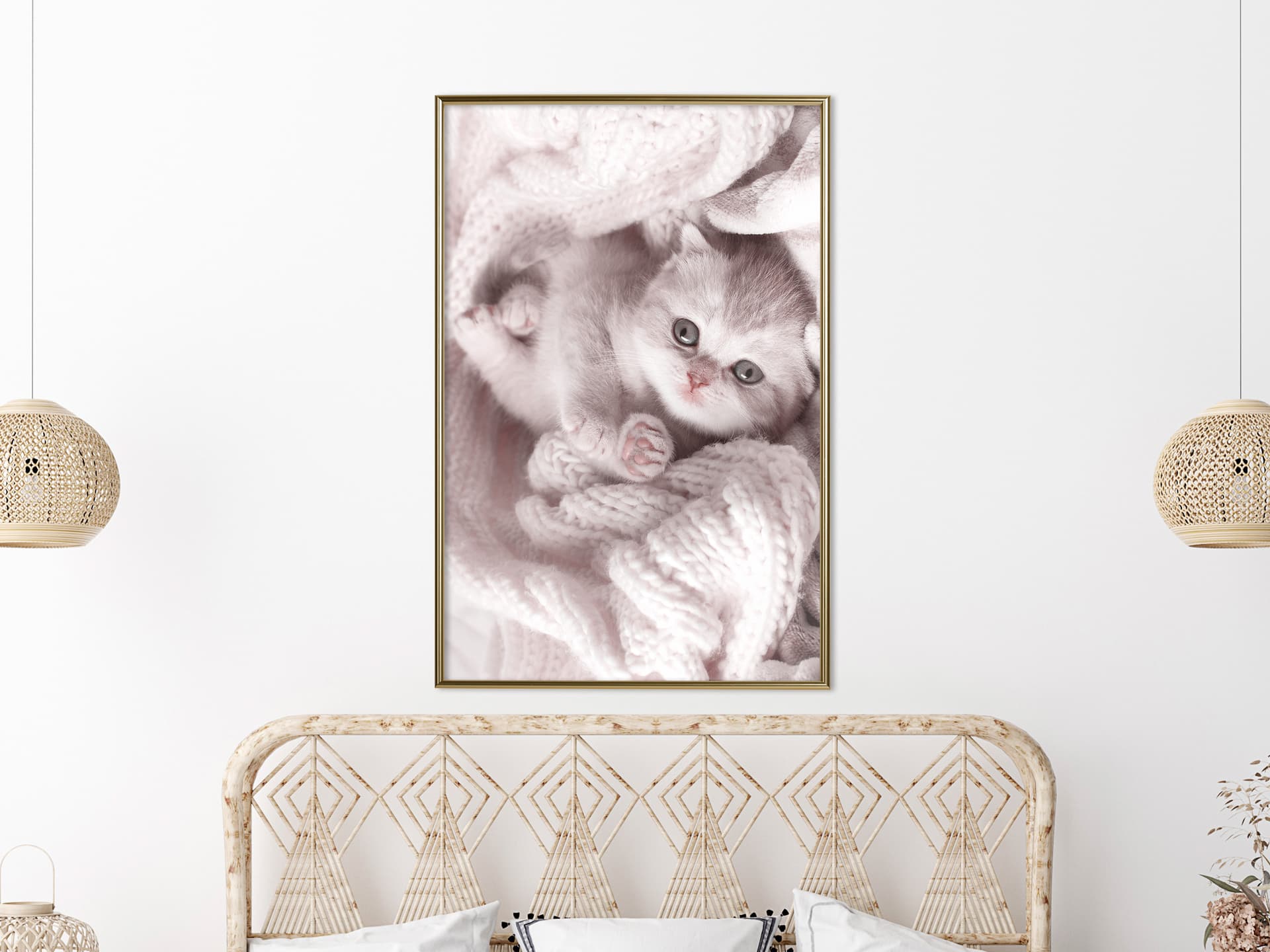 

Plakat - Zaplątany w sweter (rozmiar 30x45, wykończenie Rama złota)