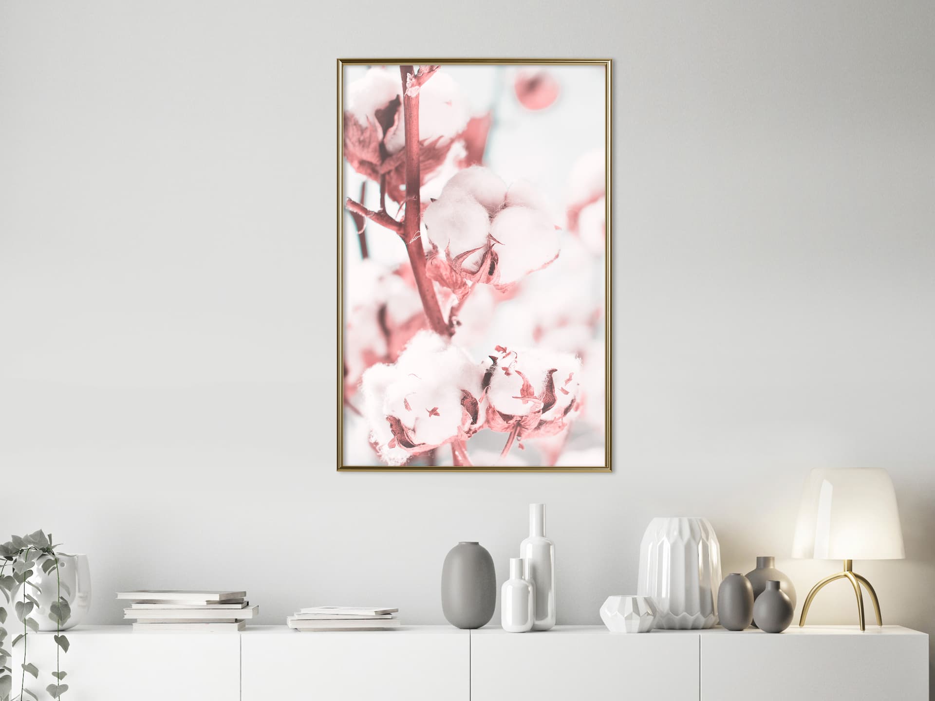 

Plakat - Kwiaty bawełny (rozmiar 40x60, wykończenie Rama złota)