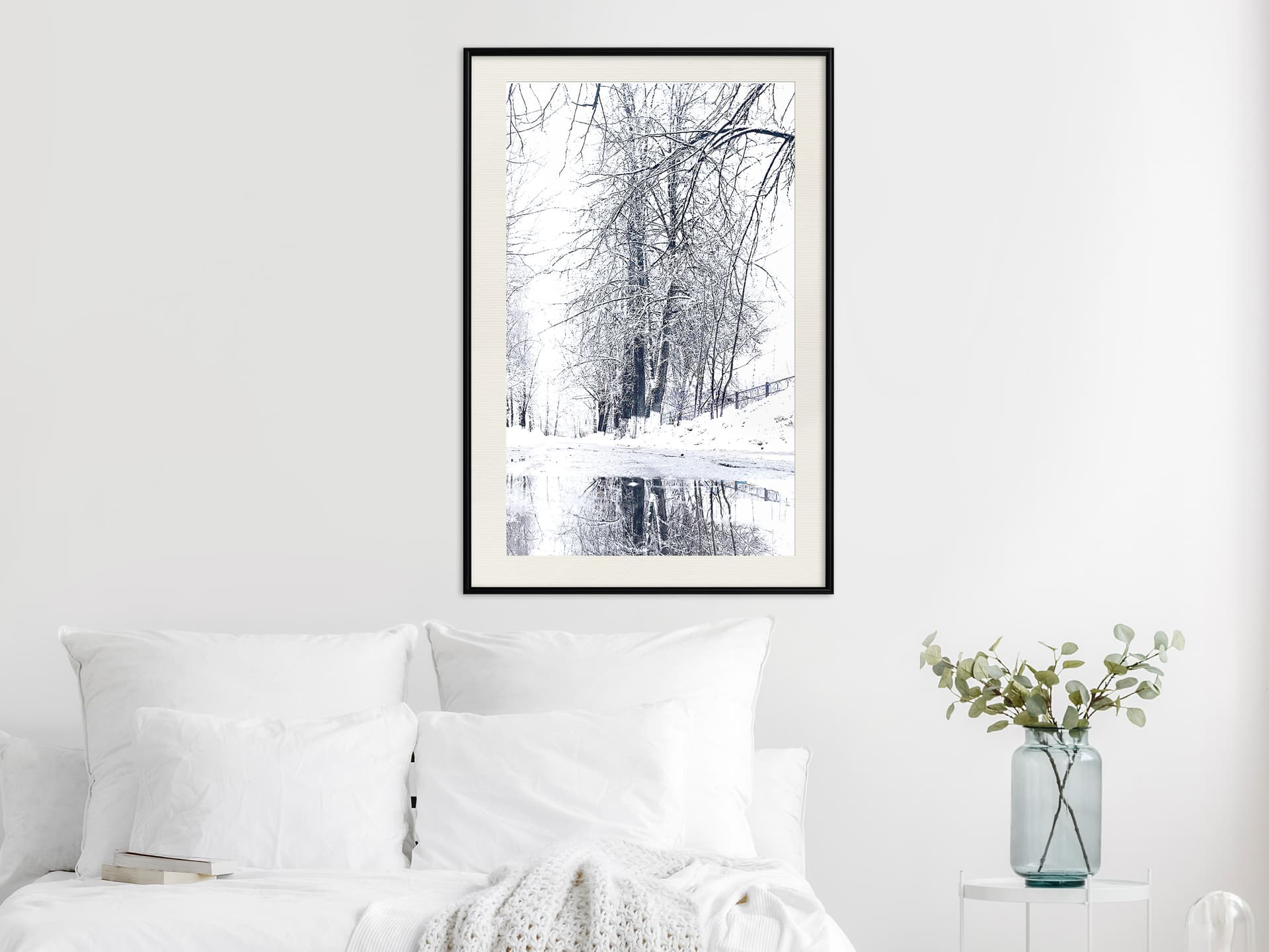 

Plakat - Ośnieżony park (rozmiar 40x60, wykończenie Rama czarna z passe-partout)