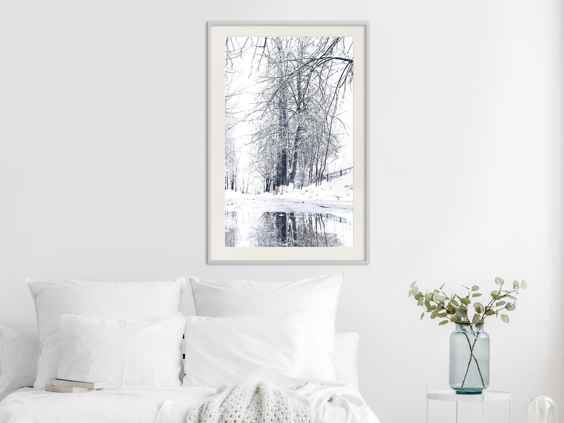 

Plakat - Ośnieżony park (rozmiar 40x60, wykończenie Rama biała z passe-partout)