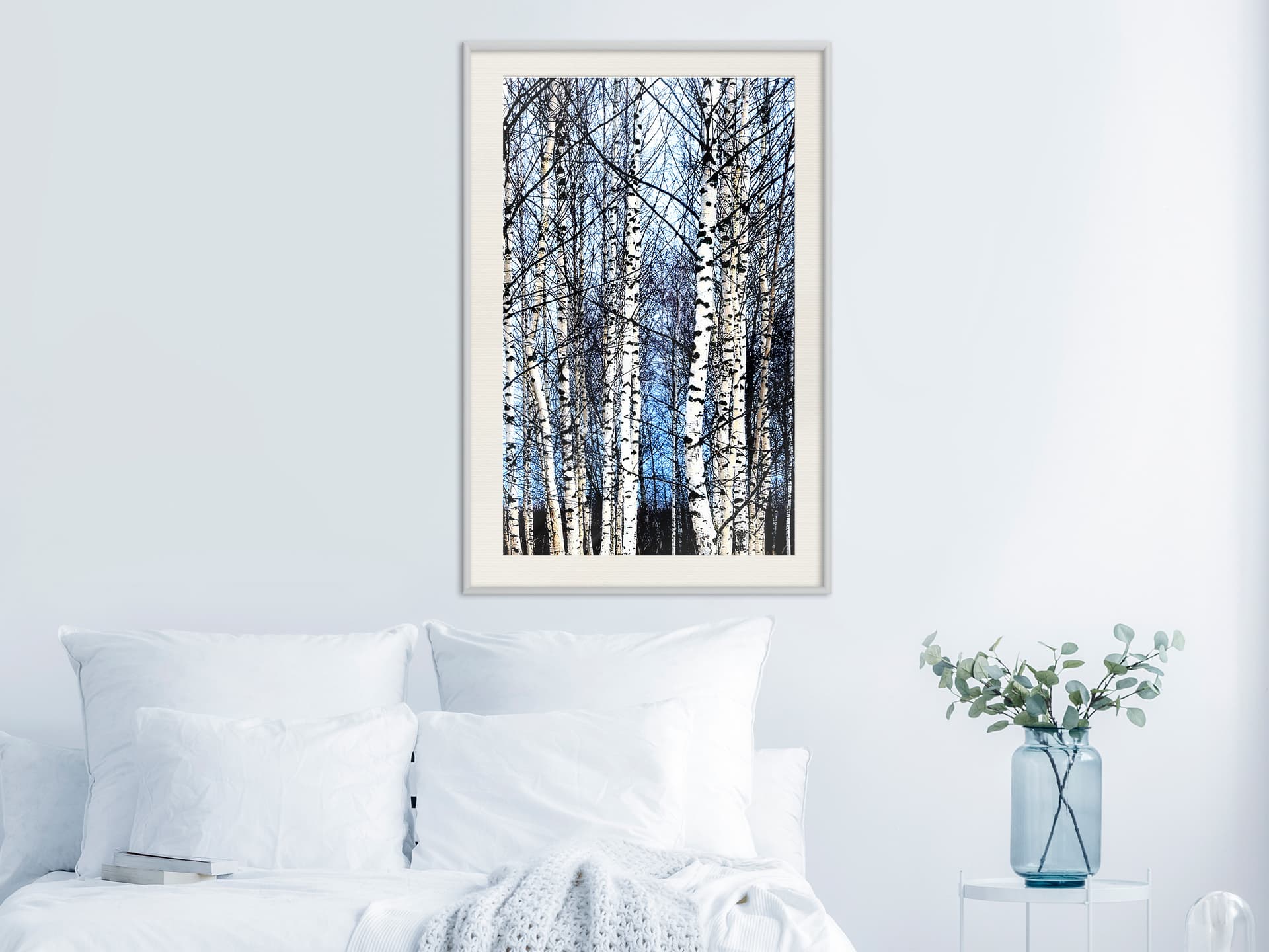 

Plakat - Zimowe brzozy (rozmiar 40x60, wykończenie Rama biała z passe-partout)