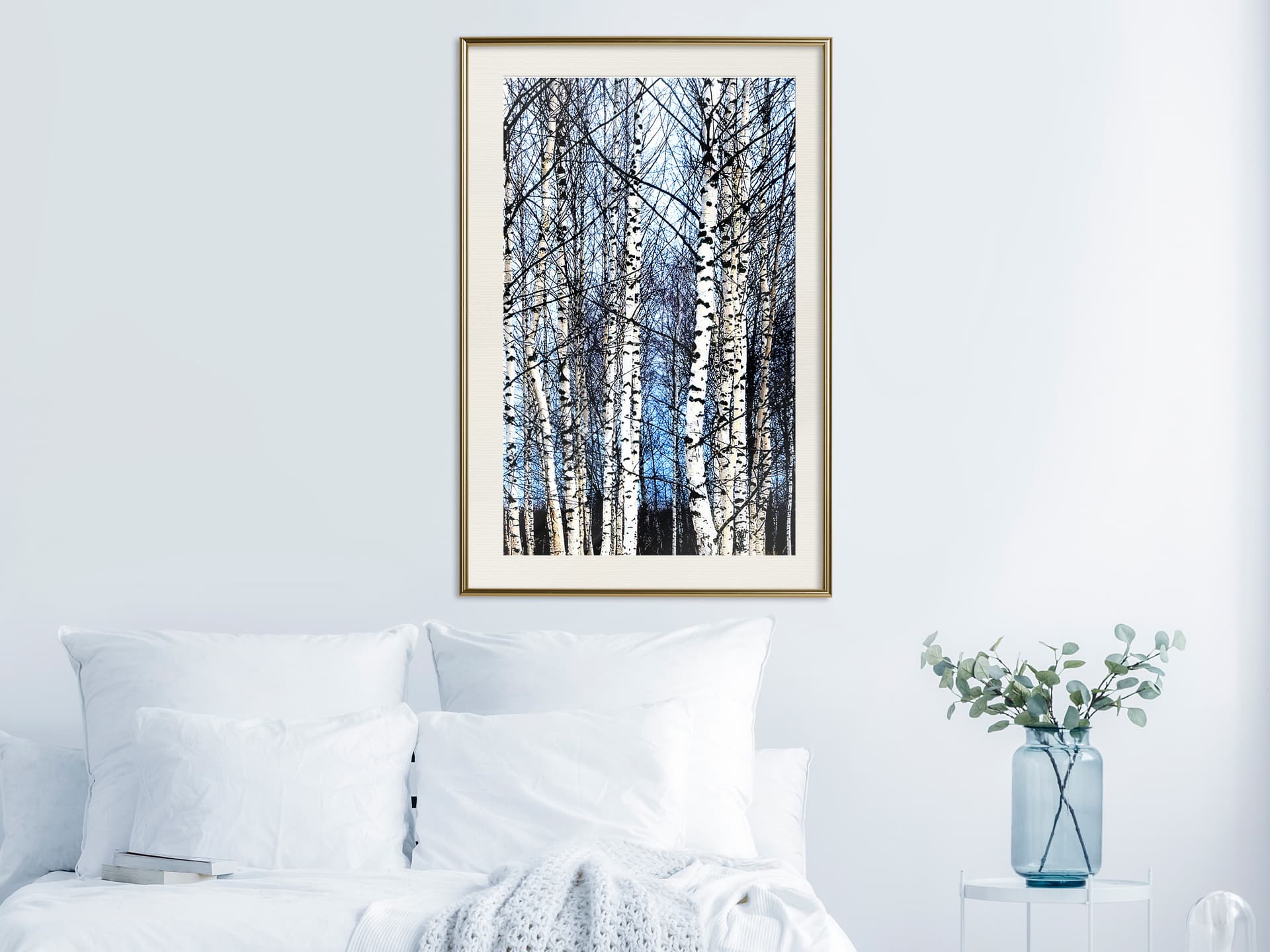 

Plakat - Zimowe brzozy (rozmiar 30x45, wykończenie Rama złota z passe-partout)