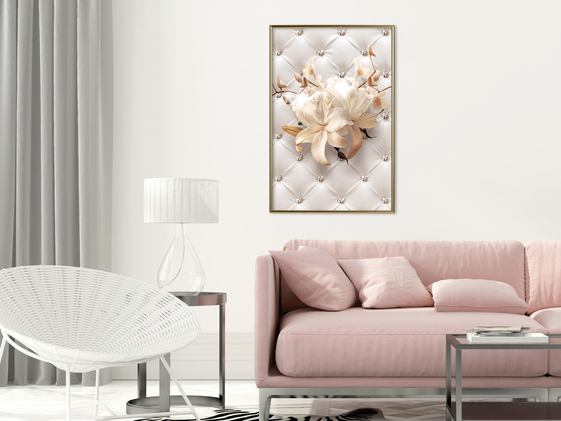 

Plakat - Lilie na skórzanej tapicerce (rozmiar 40x60, wykończenie Rama złota)