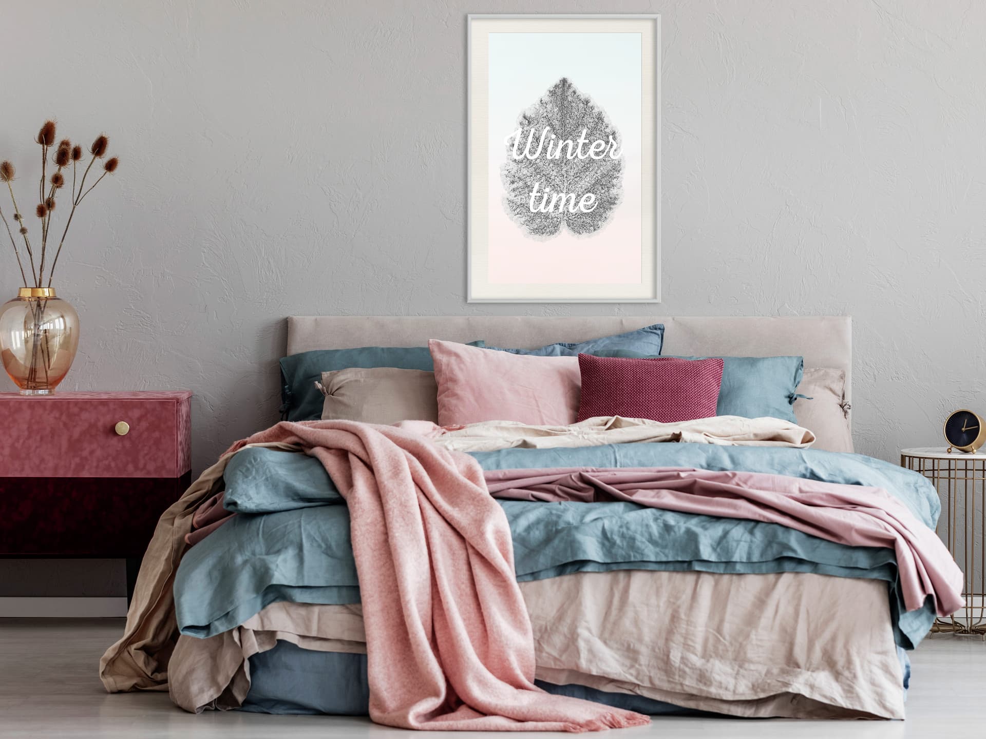 

Plakat - Zimowy liść (rozmiar 30x45, wykończenie Rama biała z passe-partout)