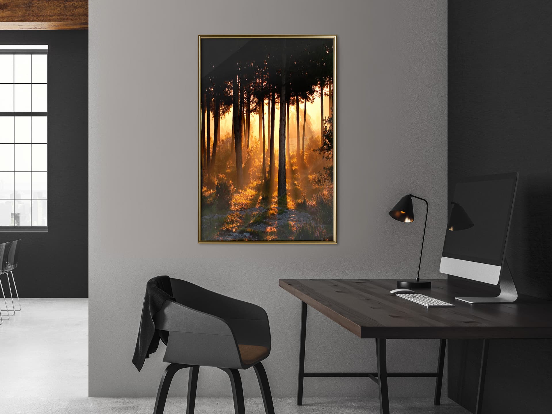 

Plakat - Ciemne korony drzew (rozmiar 30x45, wykończenie Rama złota)