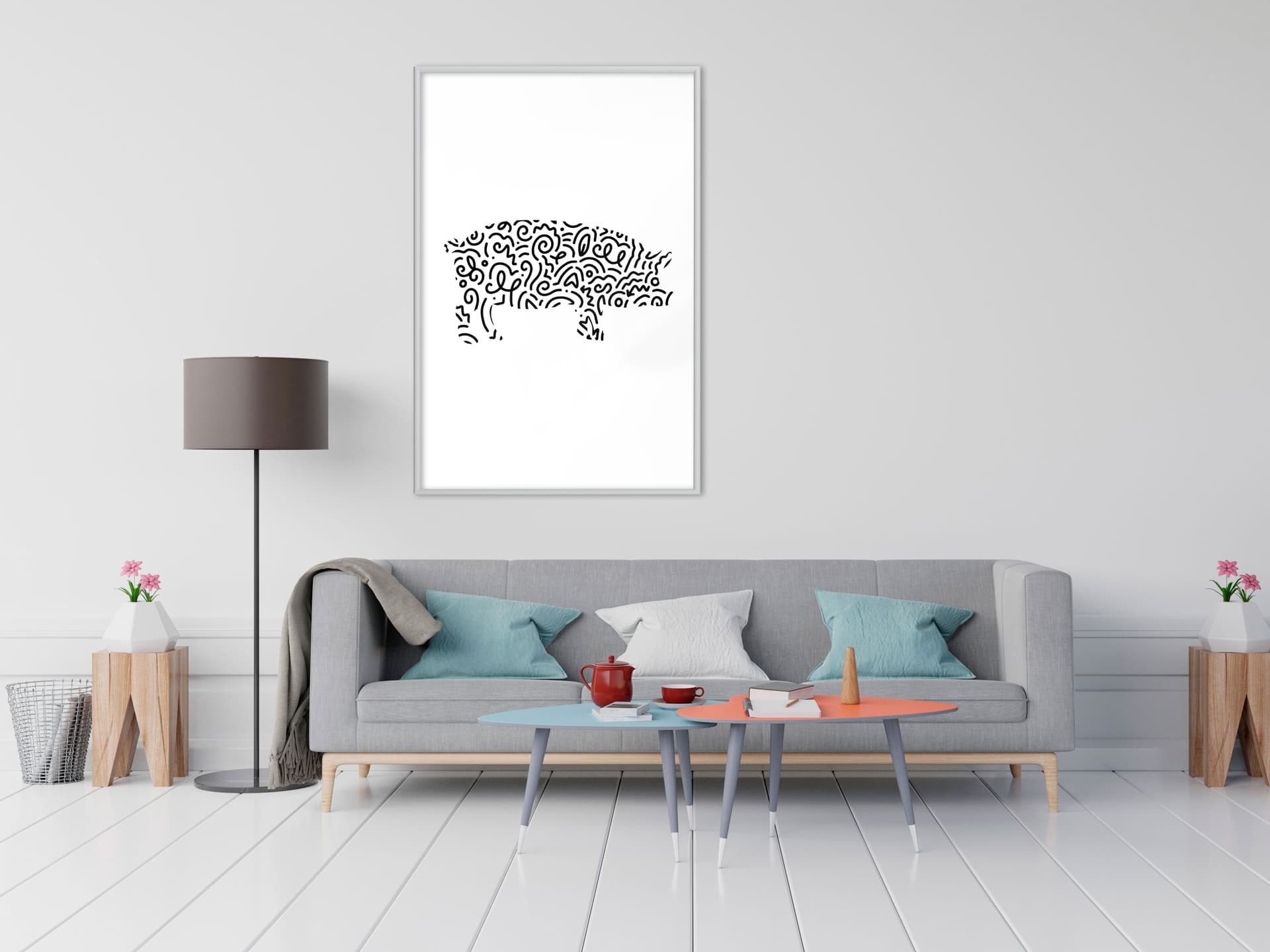 

Plakat - Zakręcona świnka (rozmiar 20x30, wykończenie Rama biała)