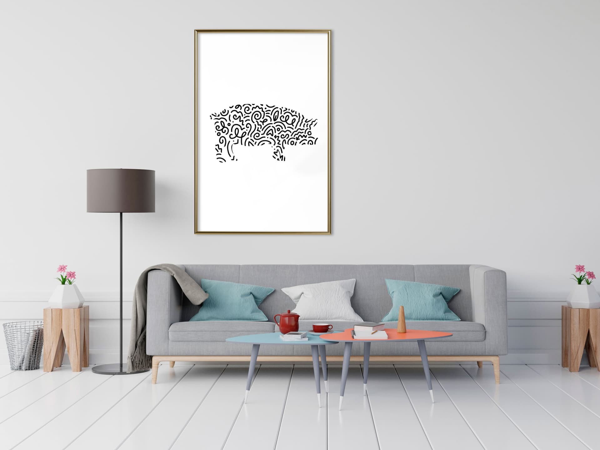 

Plakat - Zakręcona świnka (rozmiar 30x45, wykończenie Rama złota)