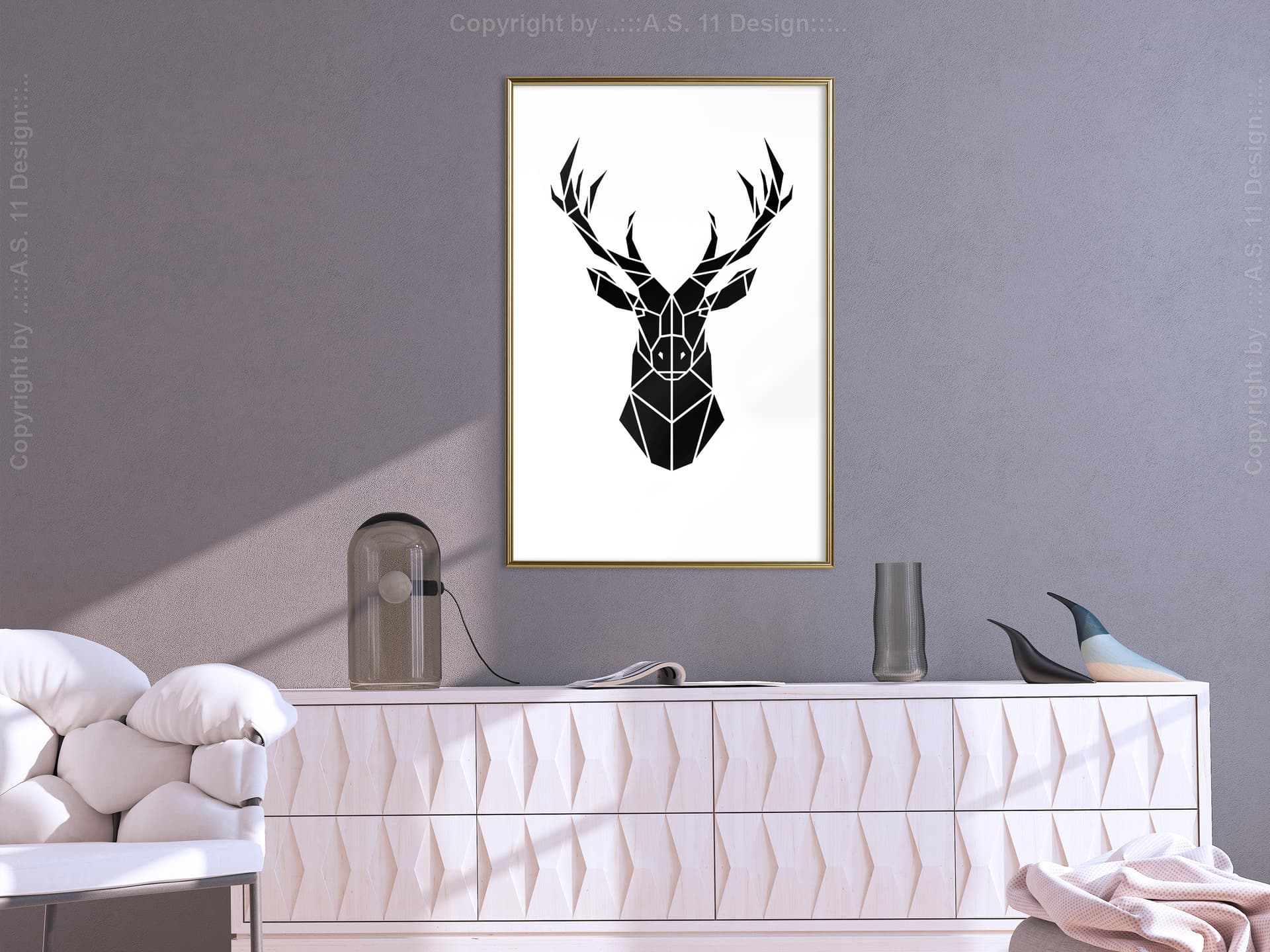 

Plakat - Geometryczny jeleń (rozmiar 20x30, wykończenie Rama złota)