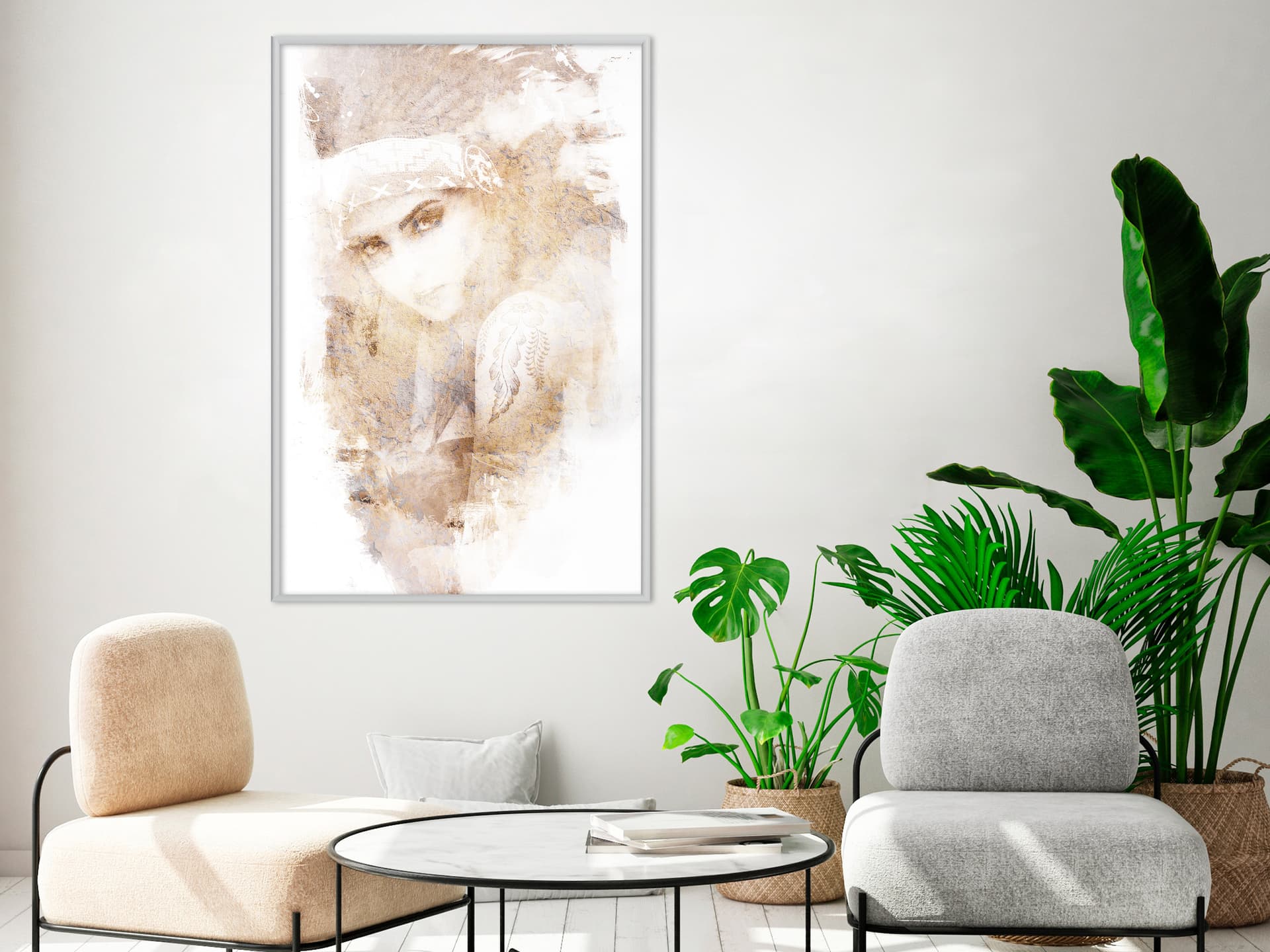 

Plakat - Tajemnicze spojrzenie (beżowy) (rozmiar 20x30, wykończenie Rama biała)