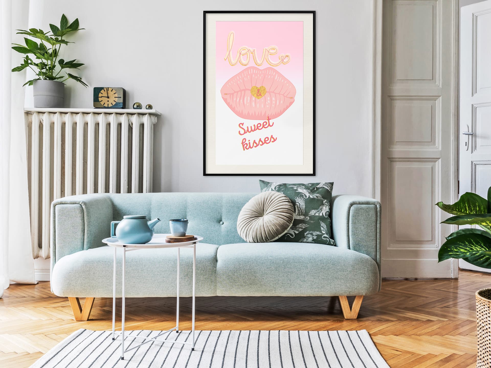 

Plakat - Różowe całusy (rozmiar 40x60, wykończenie Rama czarna z passe-partout)