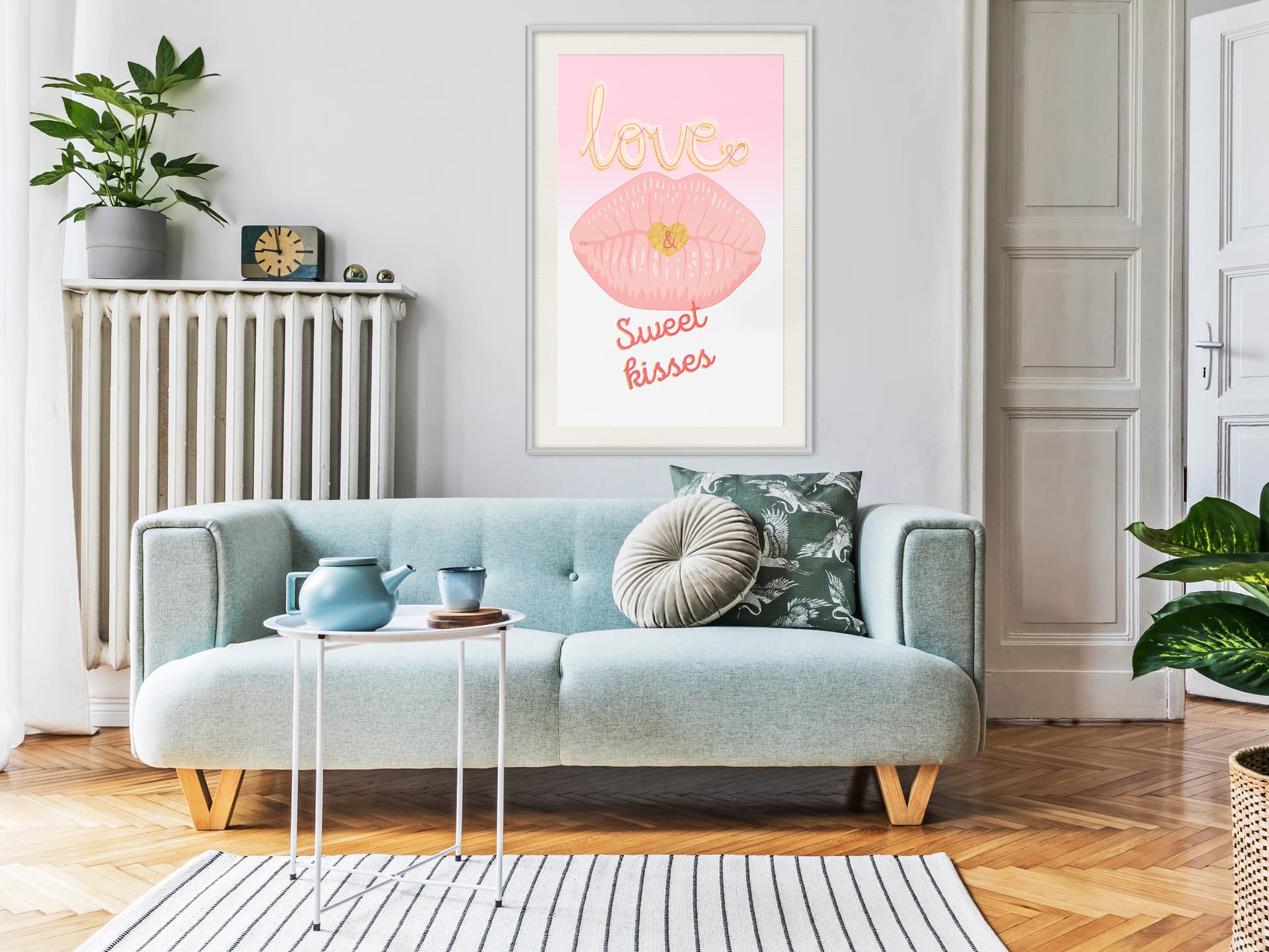 

Plakat - Różowe całusy (rozmiar 40x60, wykończenie Rama biała z passe-partout)