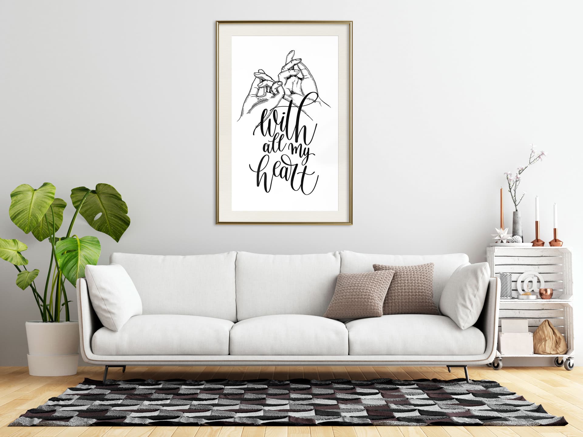 

Plakat - Złączeni miłością (rozmiar 30x45, wykończenie Rama złota z passe-partout)