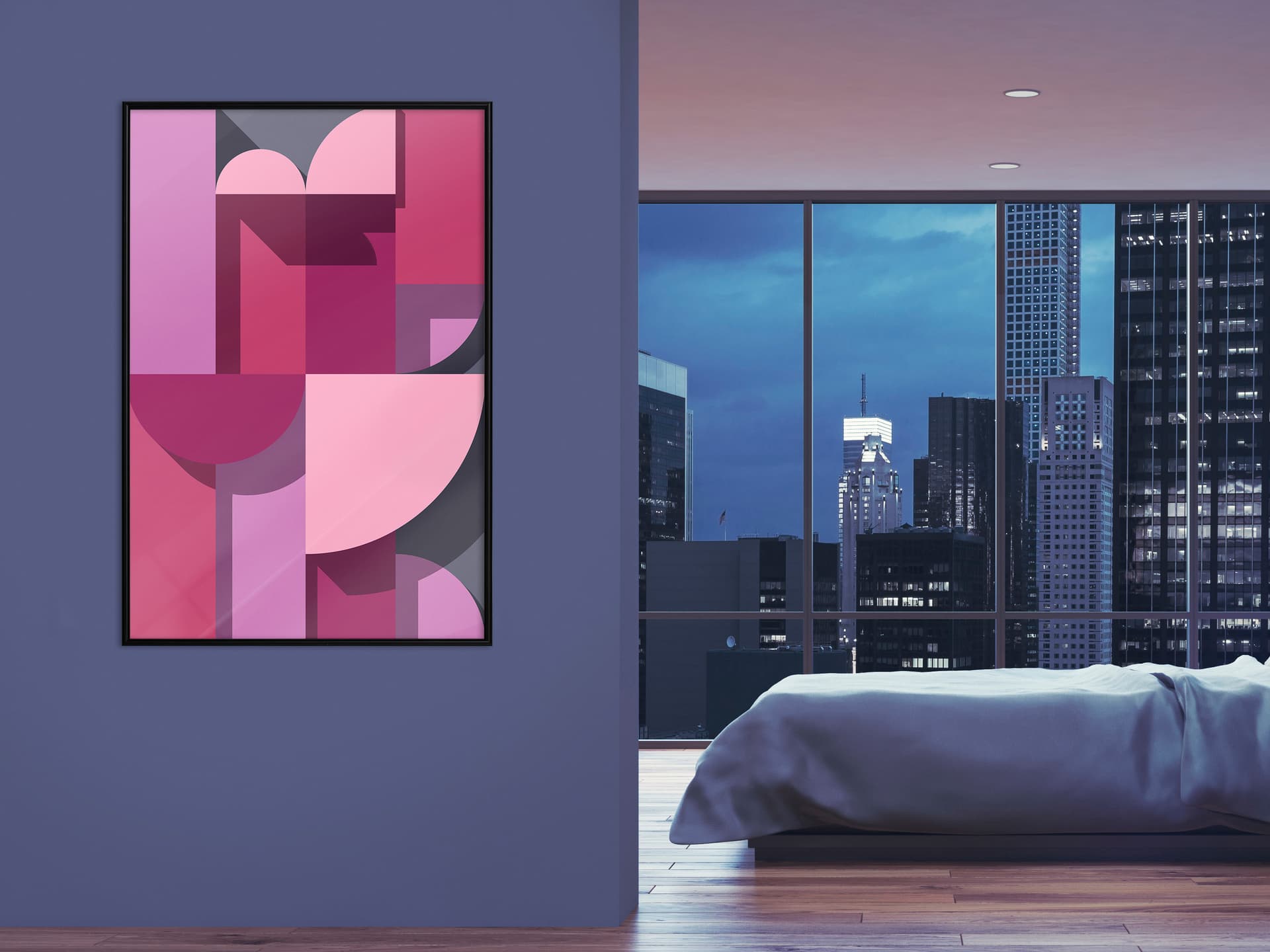 

Plakat - Różowa geometria (rozmiar 20x30, wykończenie Rama czarna)