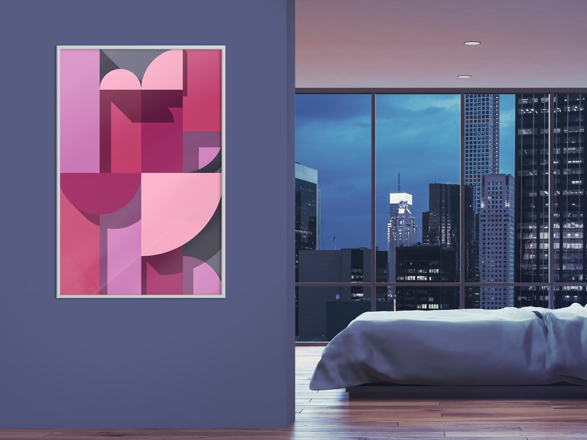 

Plakat - Różowa geometria (rozmiar 20x30, wykończenie Rama biała)