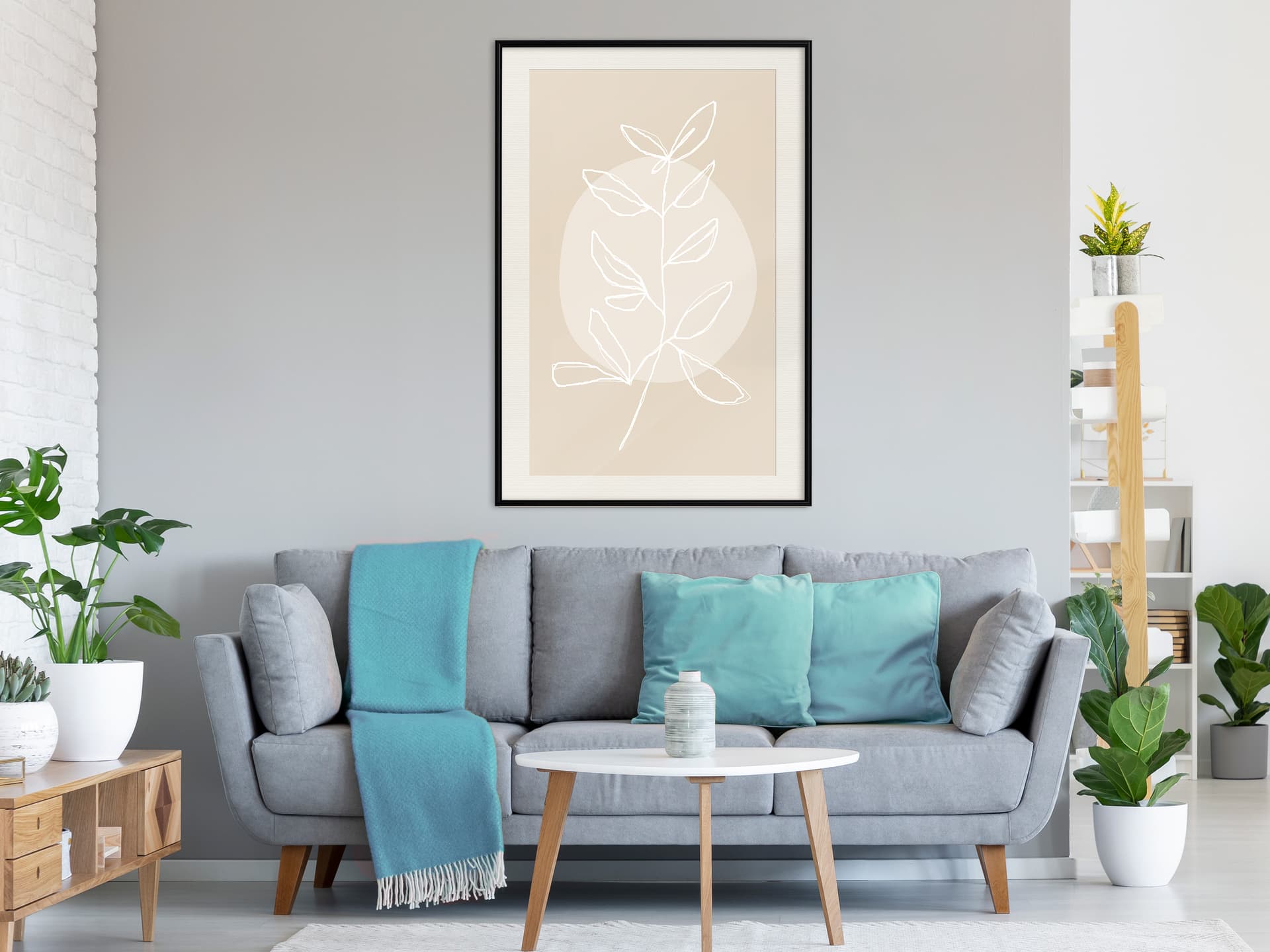 

Plakat - Pastelowa roślina (rozmiar 40x60, wykończenie Rama czarna z passe-partout)