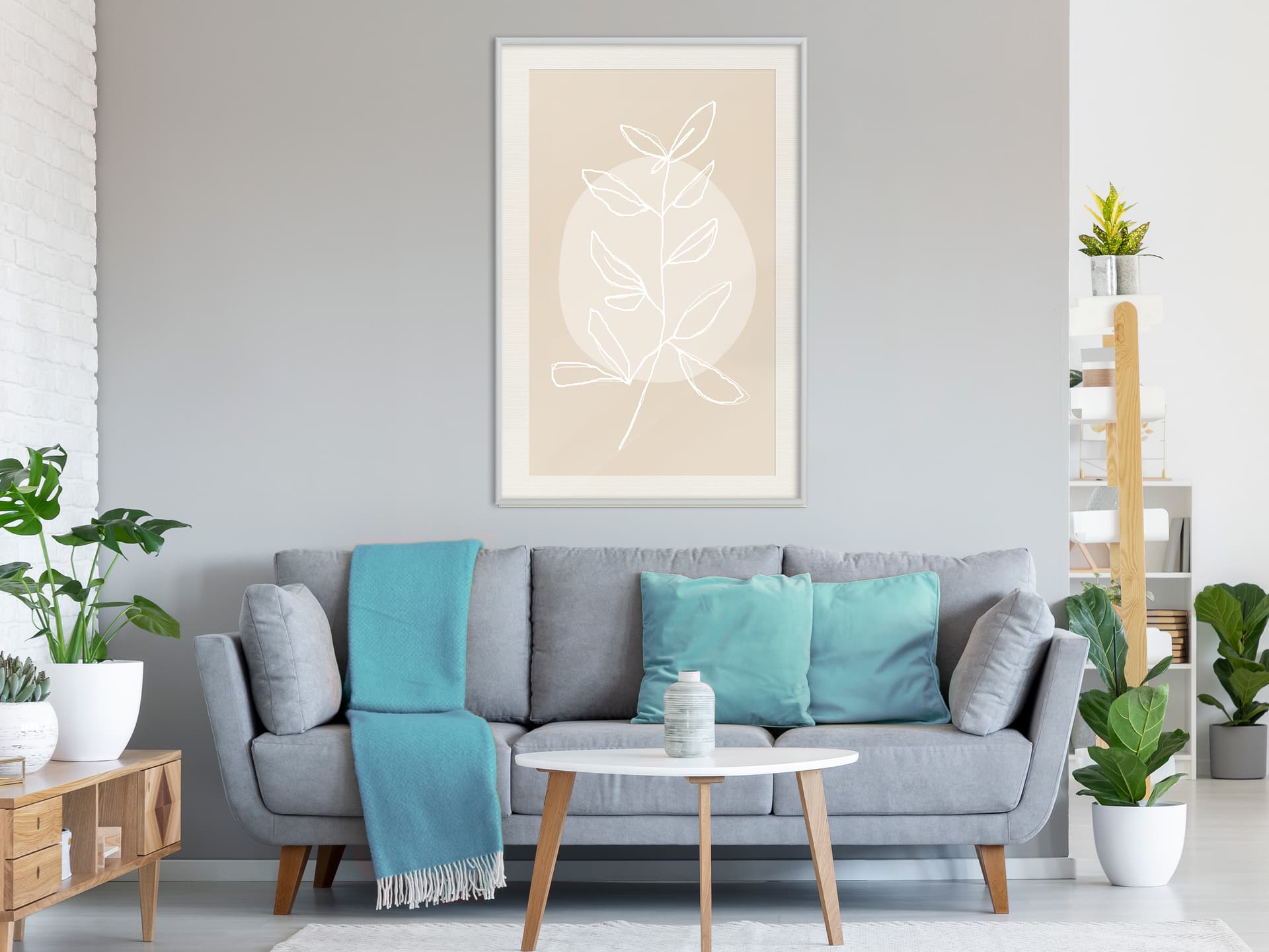 

Plakat - Pastelowa roślina (rozmiar 30x45, wykończenie Rama biała z passe-partout)