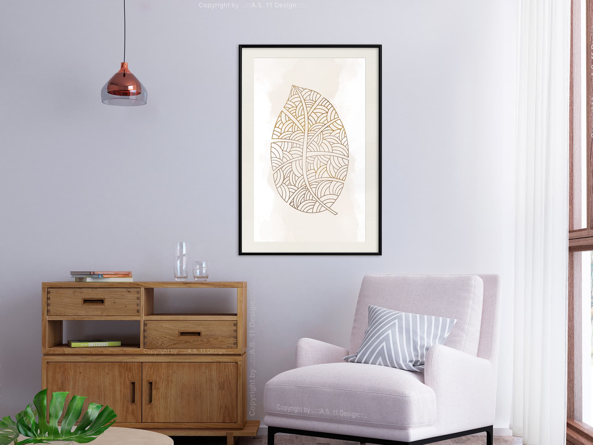 

Plakat - Żyłki liścia (rozmiar 40x60, wykończenie Rama czarna z passe-partout)