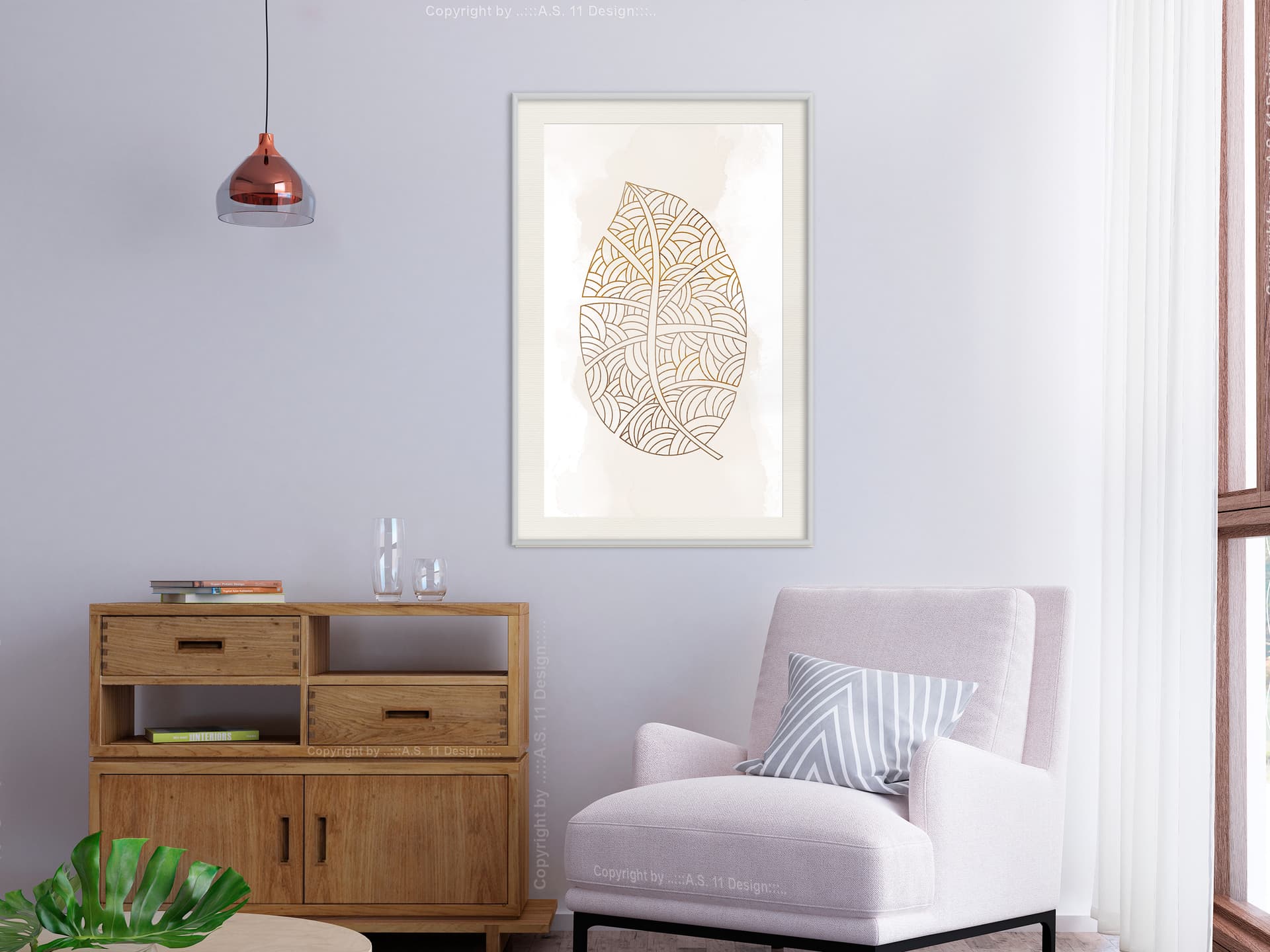 

Plakat - Żyłki liścia (rozmiar 20x30, wykończenie Rama biała z passe-partout)