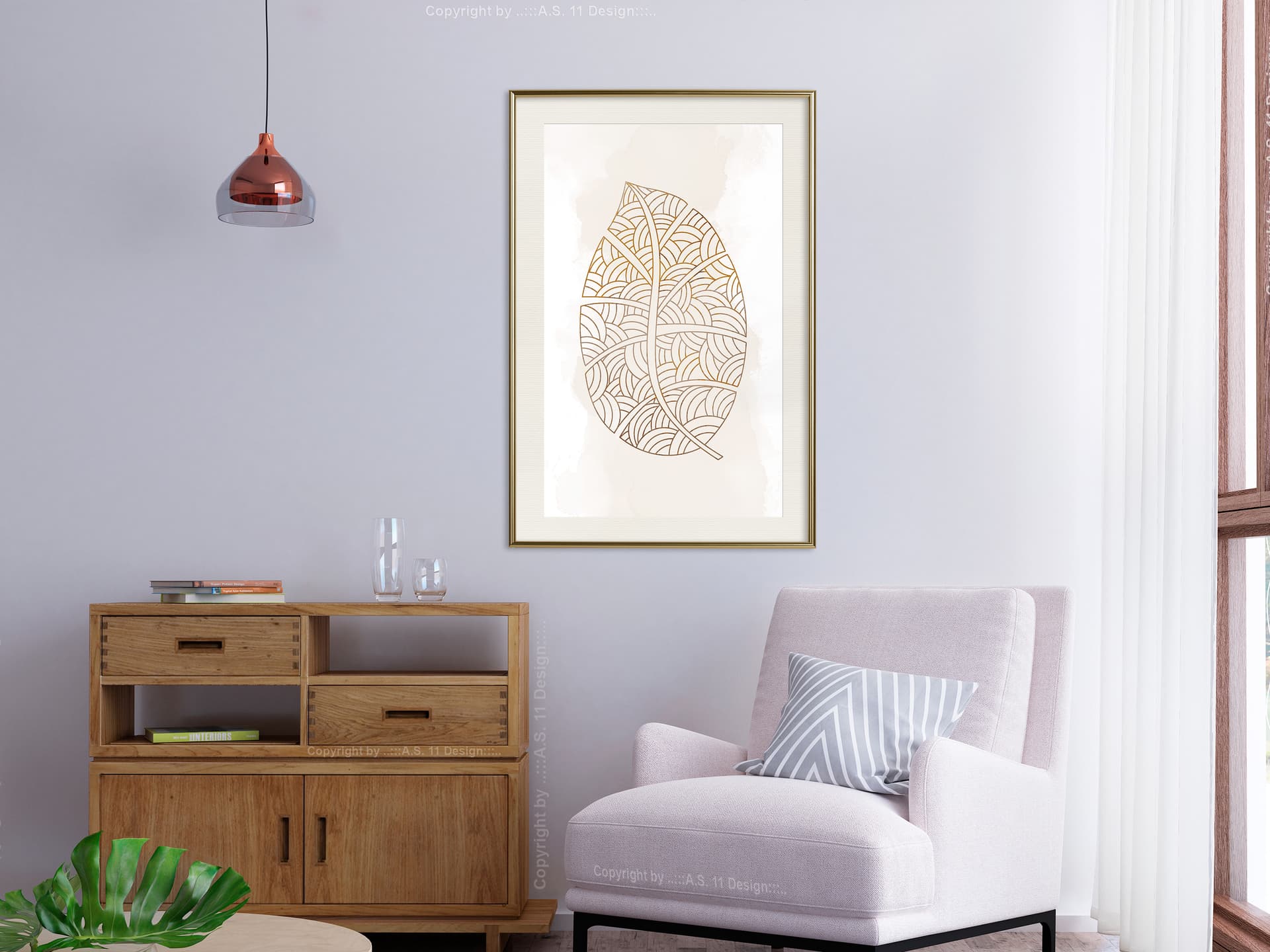 

Plakat - Żyłki liścia (rozmiar 30x45, wykończenie Rama złota z passe-partout)