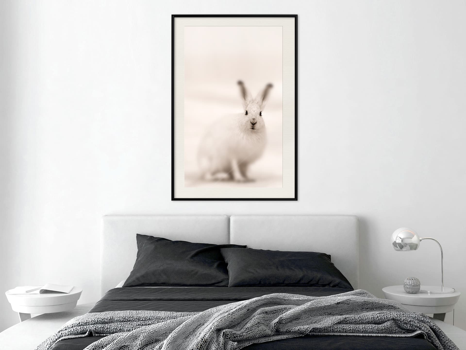 

Plakat - Zaciekawiony królik (rozmiar 40x60, wykończenie Rama czarna z passe-partout)