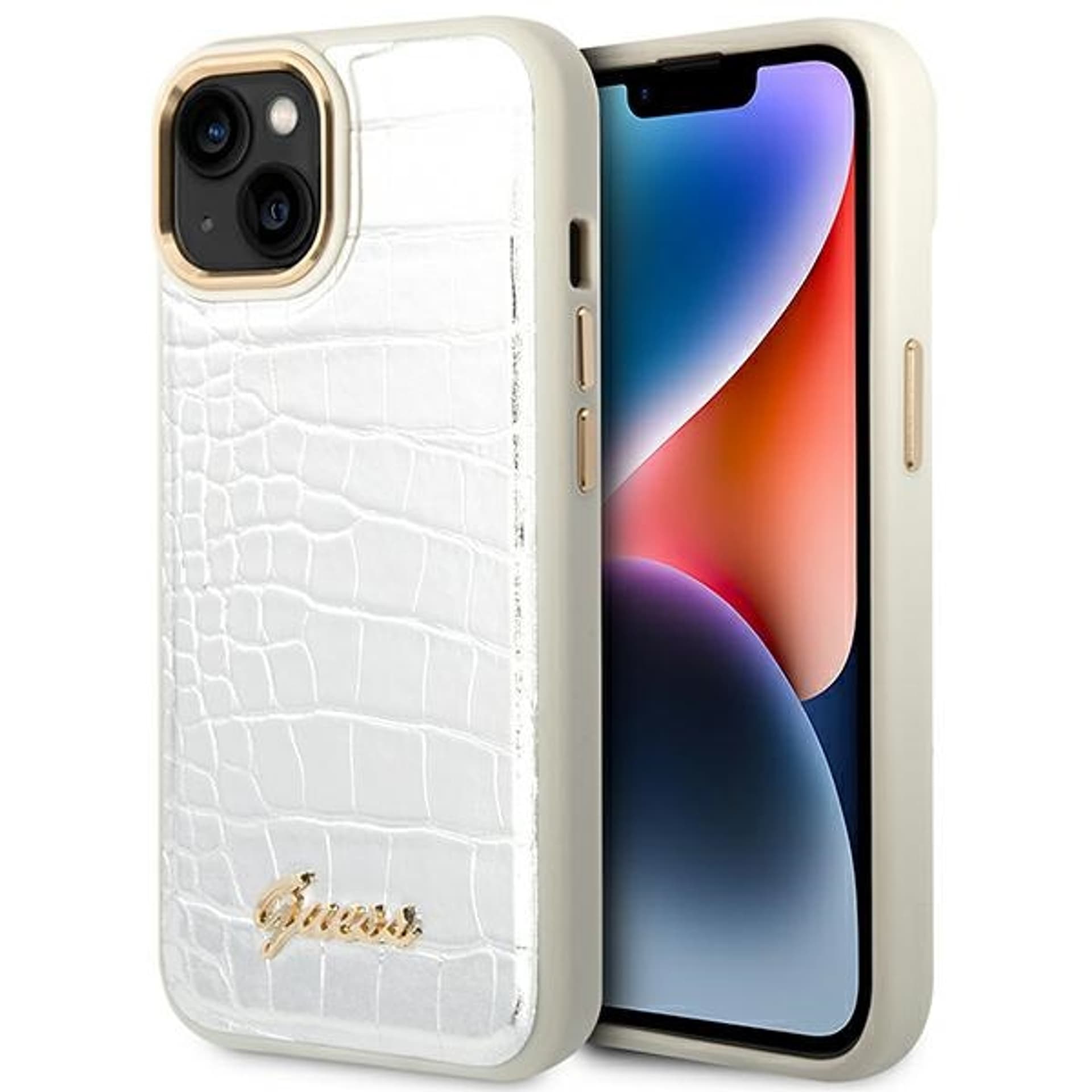 

Guess GUHCP14SHGCRHS iPhone 14 6,1" srebrny/silver hardcase Croco Collection