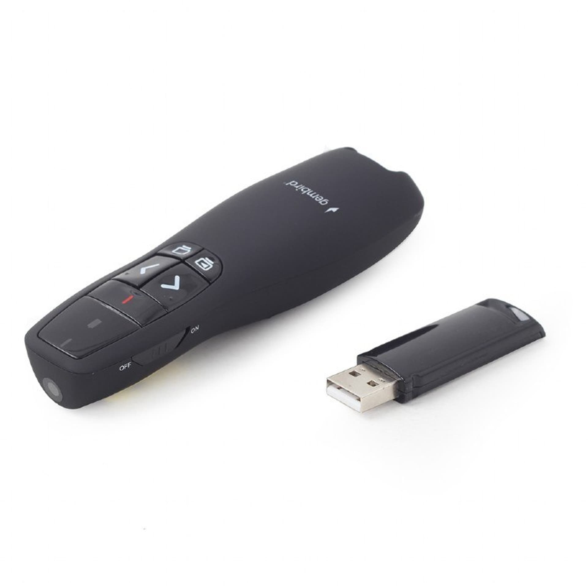 

Gembird Wireless presenter with laser pointer WP-L-02 Weight 84 g, Black, Width 38 mm, Height 105 mm, Yes, Depth 25 mm, Red lase