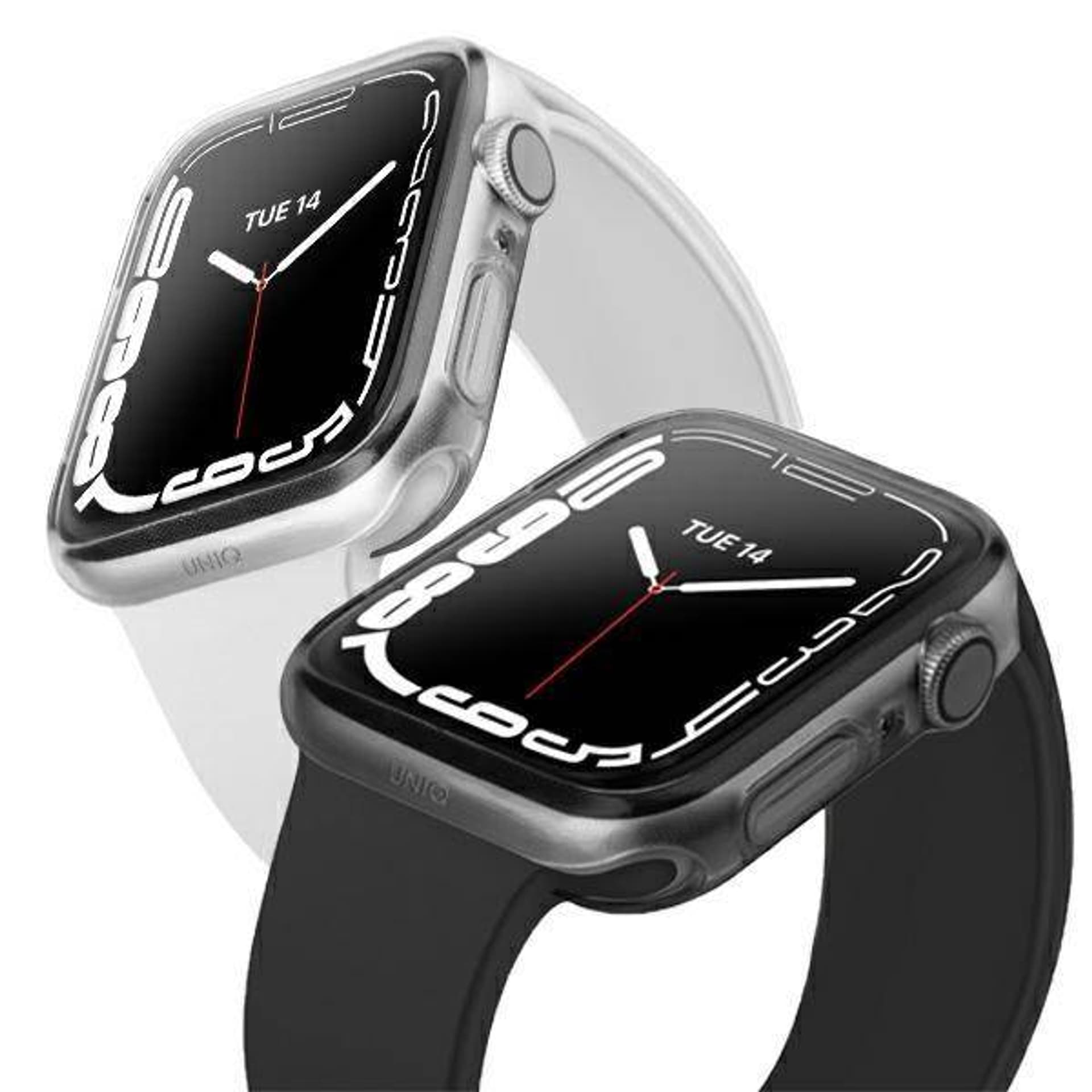 

UNIQ etui Glase Apple Watch Series 7/8 41mm. Dual Pack przezroczysty-dymny/clear-smoke