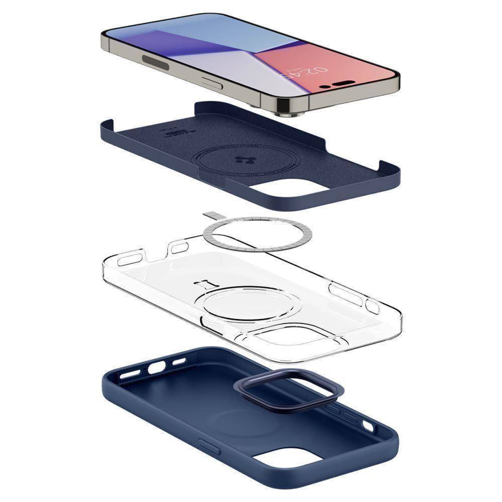

Spigen Silicone Fit iPhone 14 Pro MAG Magsafe granatowy/navy blue ACS04992