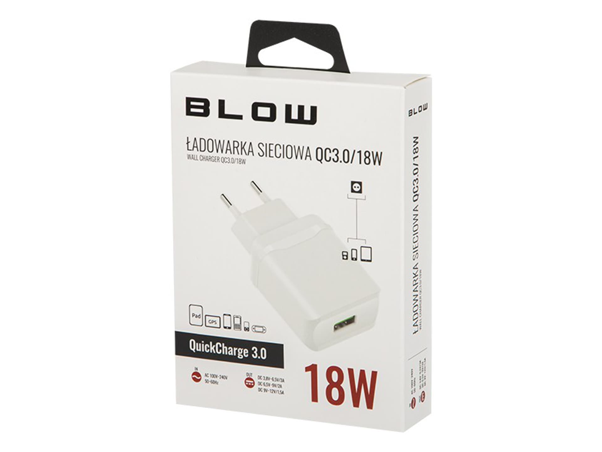 

76-003# Ładowarka siec. z gn.usb qc3.0 18w