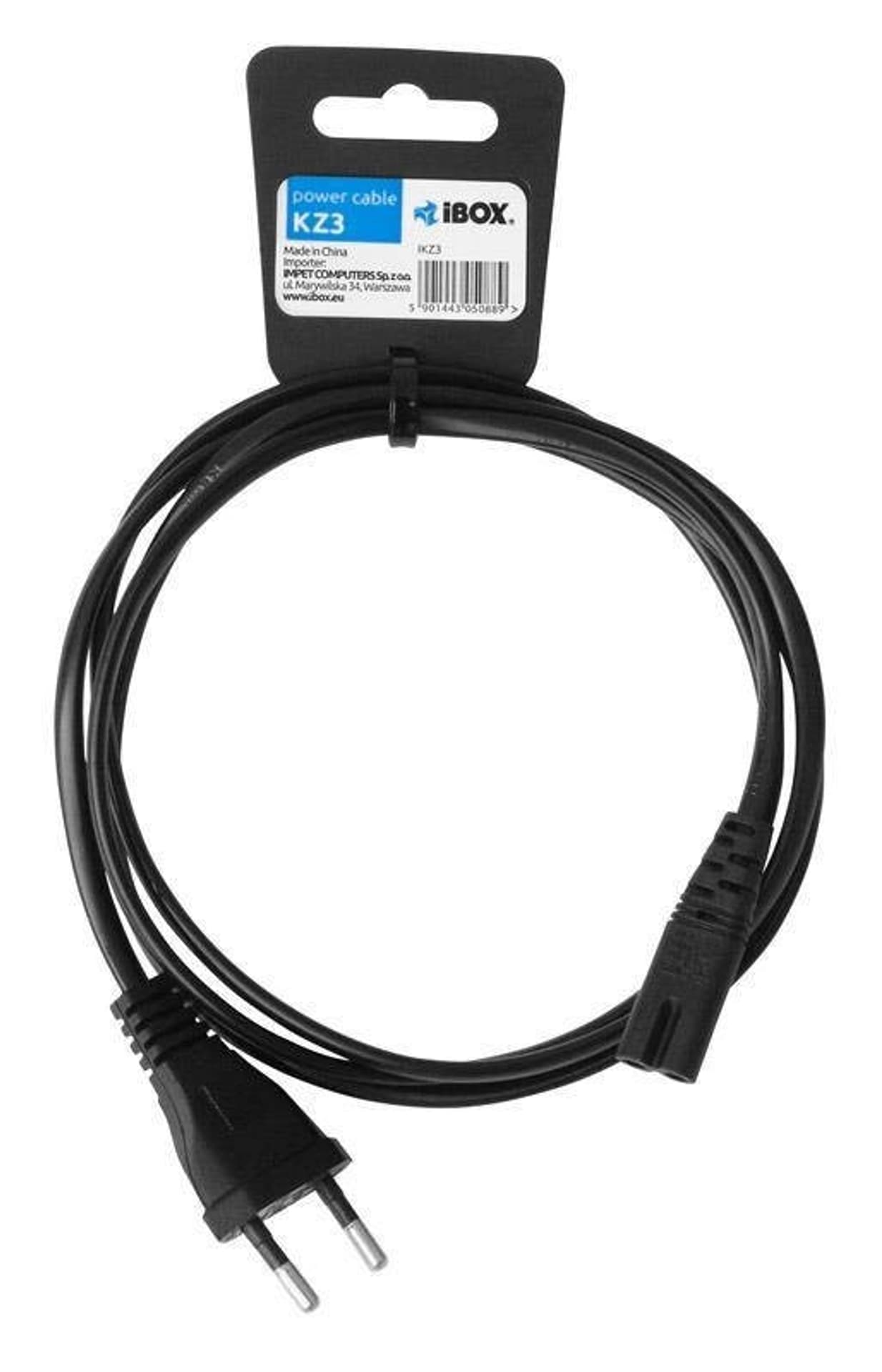 

Kabel IBOX EURO 2-PIN AUDIO-RTV VDE IKZ3 (Euro / Euro 2-Pin / IEC 320 C7 - Schuko ; 1,5m; kolor czarny)