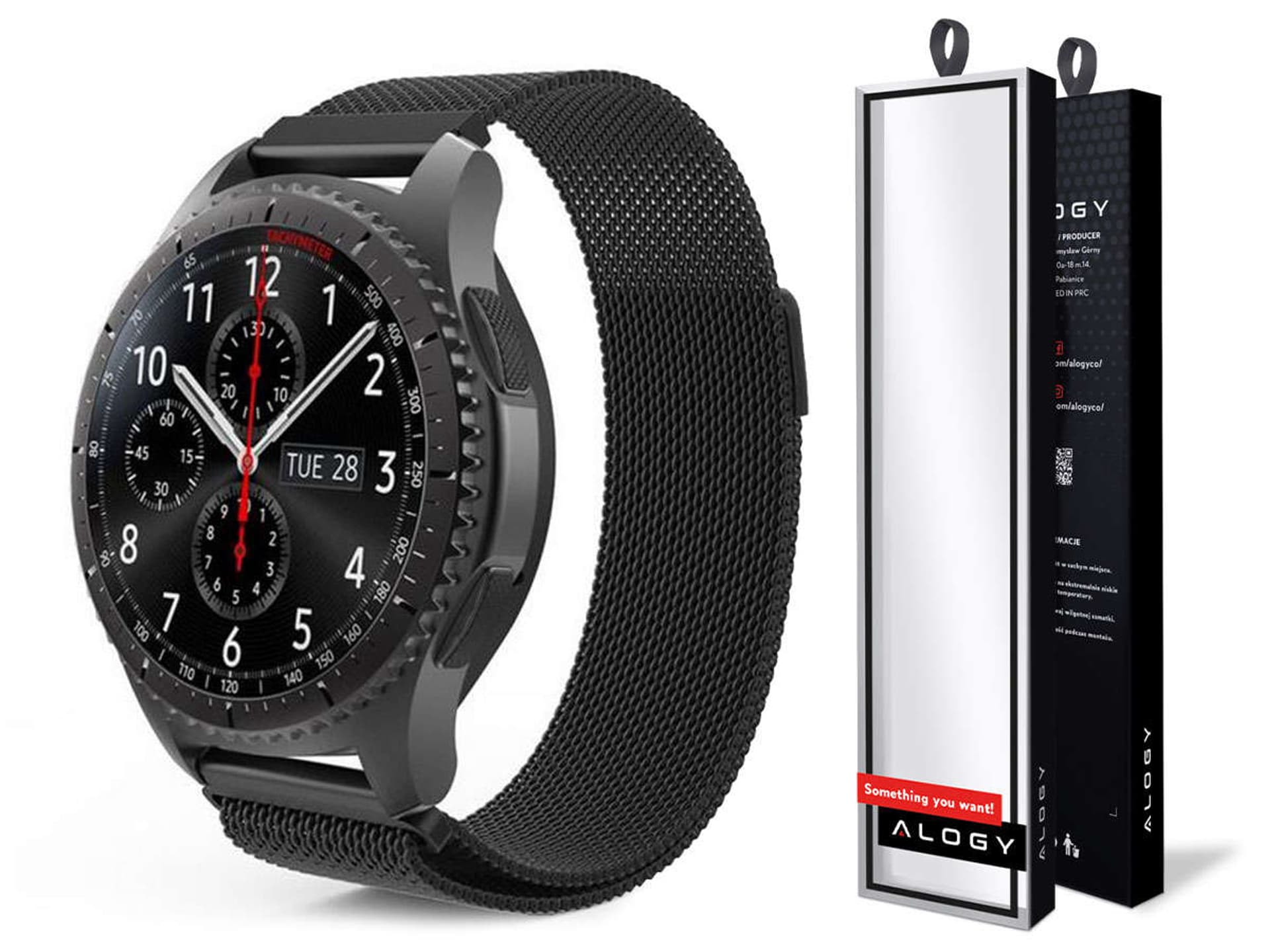 

Alogy Bransoleta Milanese pasek stal nierdzewna do smartwatcha 22mm Czarny