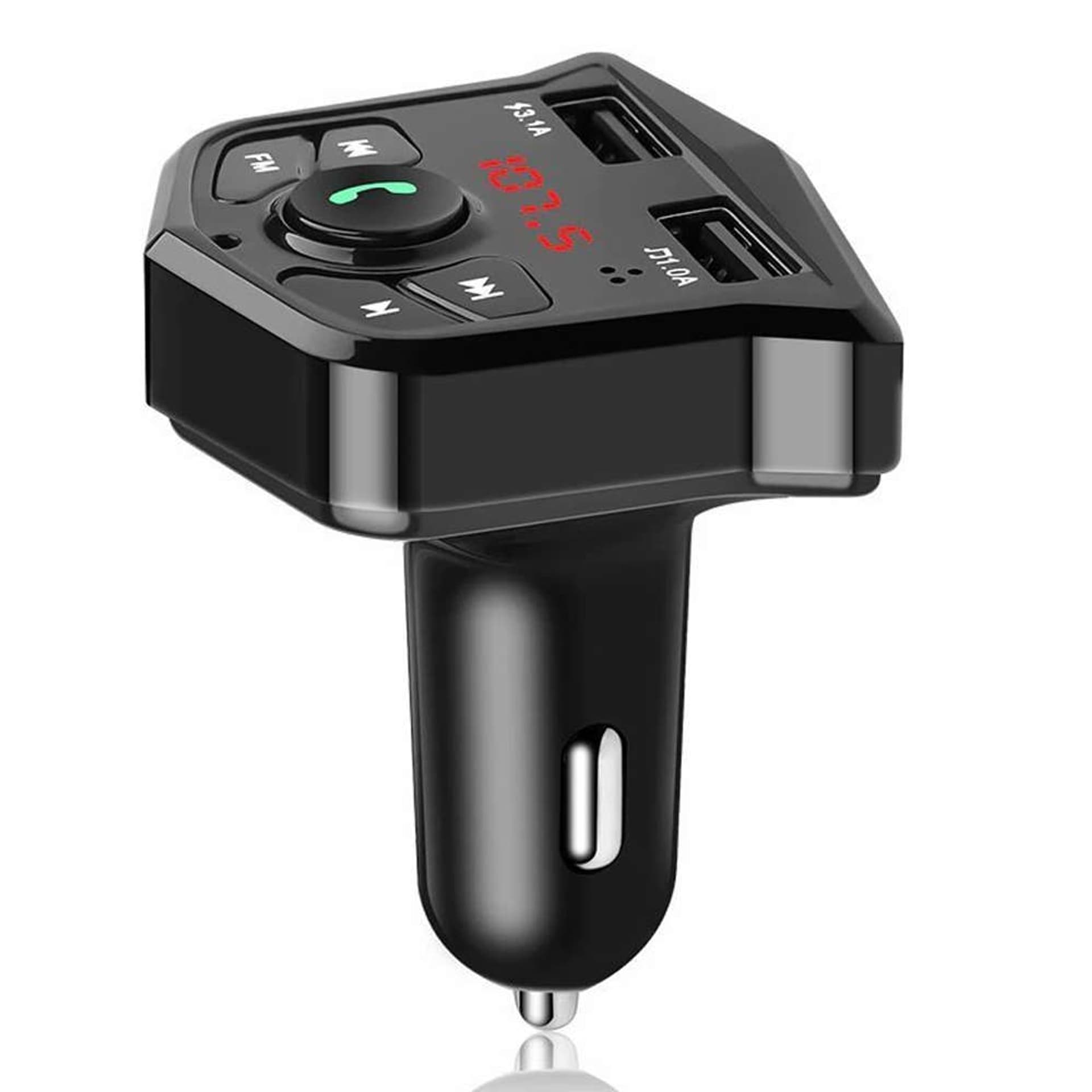 

Transmiter samochodowy FM Bluetooth odtwarzacz MP3 SD Ładowarka do auta 2x USB LCD