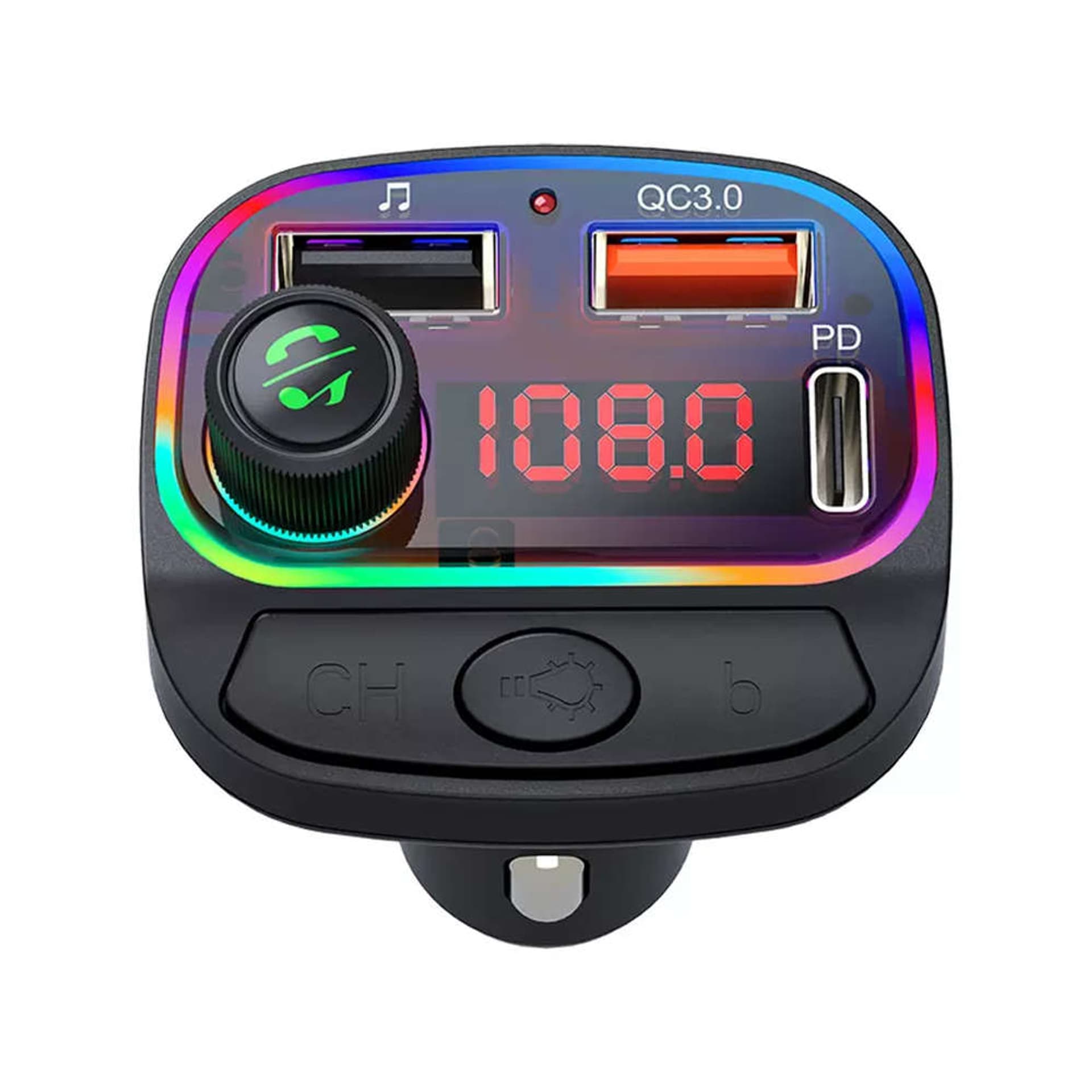 

Transmiter FM Bluetooth 5.0 C14 odtwarzacz MP3 Ładowarka do auta USB + USB-C PD