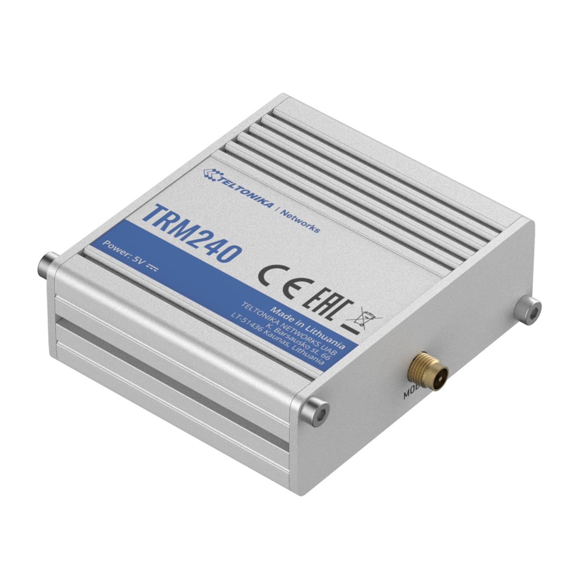 

TELTONIKA TRM240 INDUSTRIAL CELLULAR MODEM 4G/LTE (Cat 1), 3G, 2G, Cat 1)/3g/2